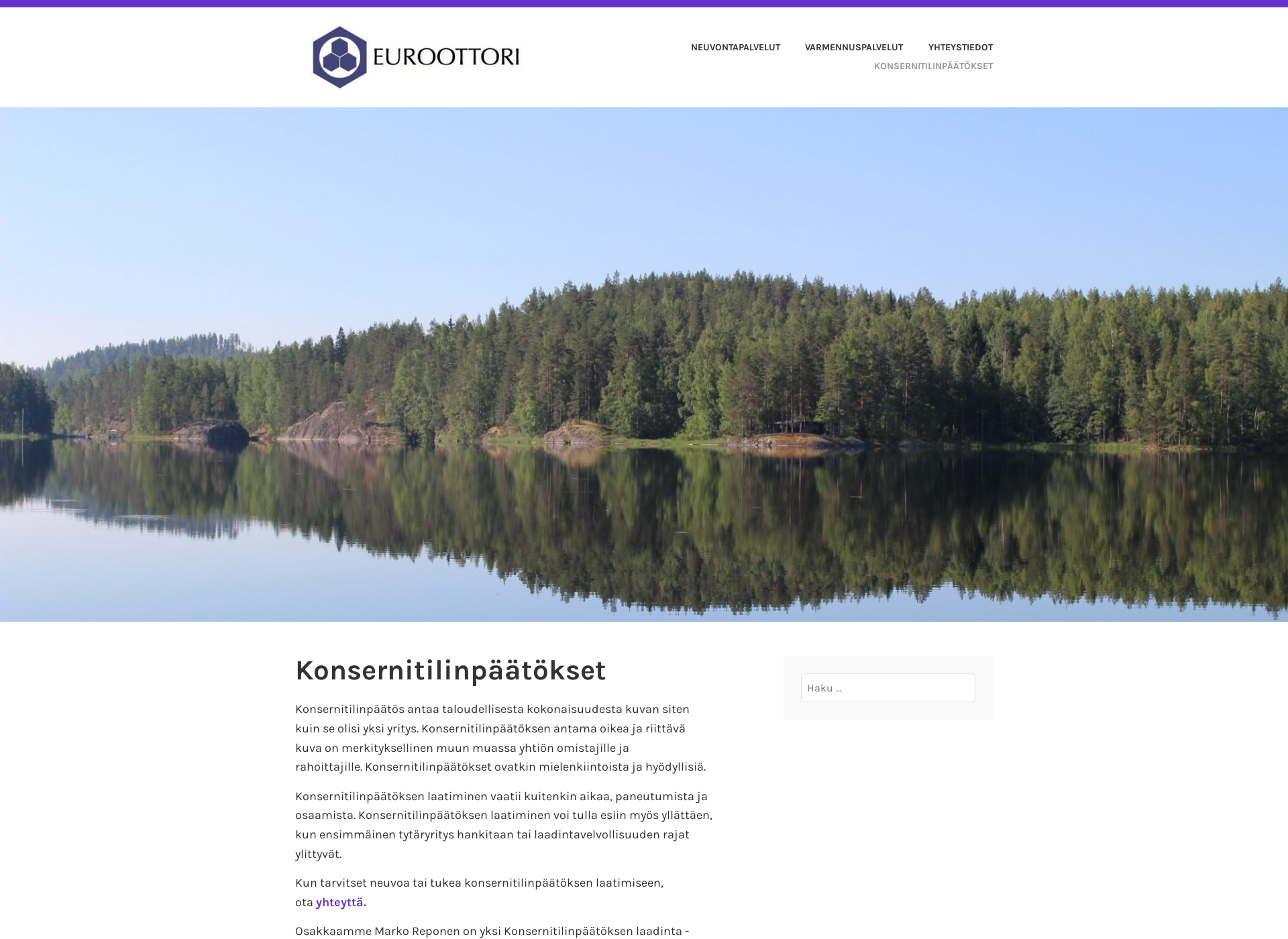 Skärmdump för konsernitilinpäätös.fi
