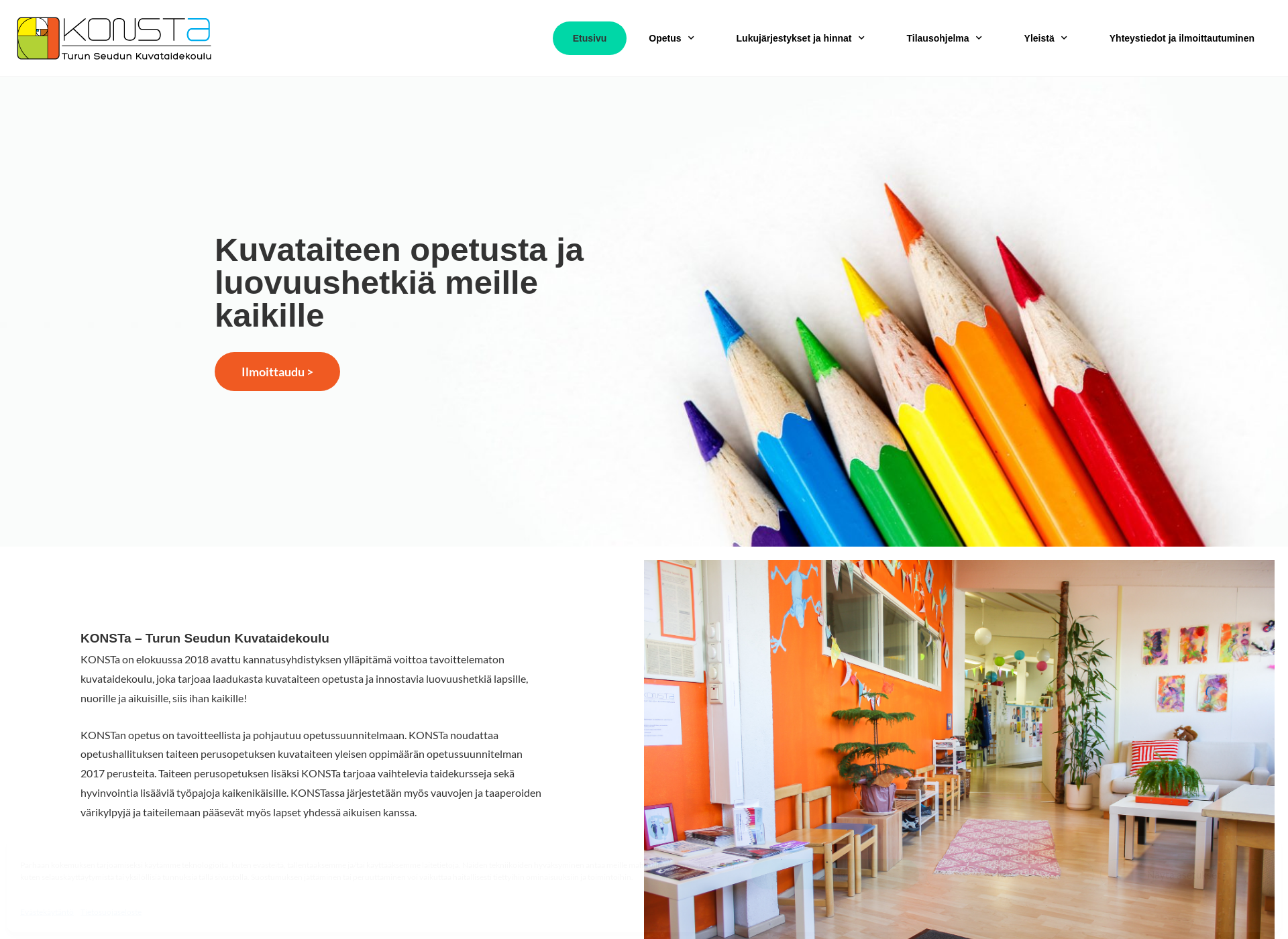 Skärmdump för konstakuvataidekoulu.fi
