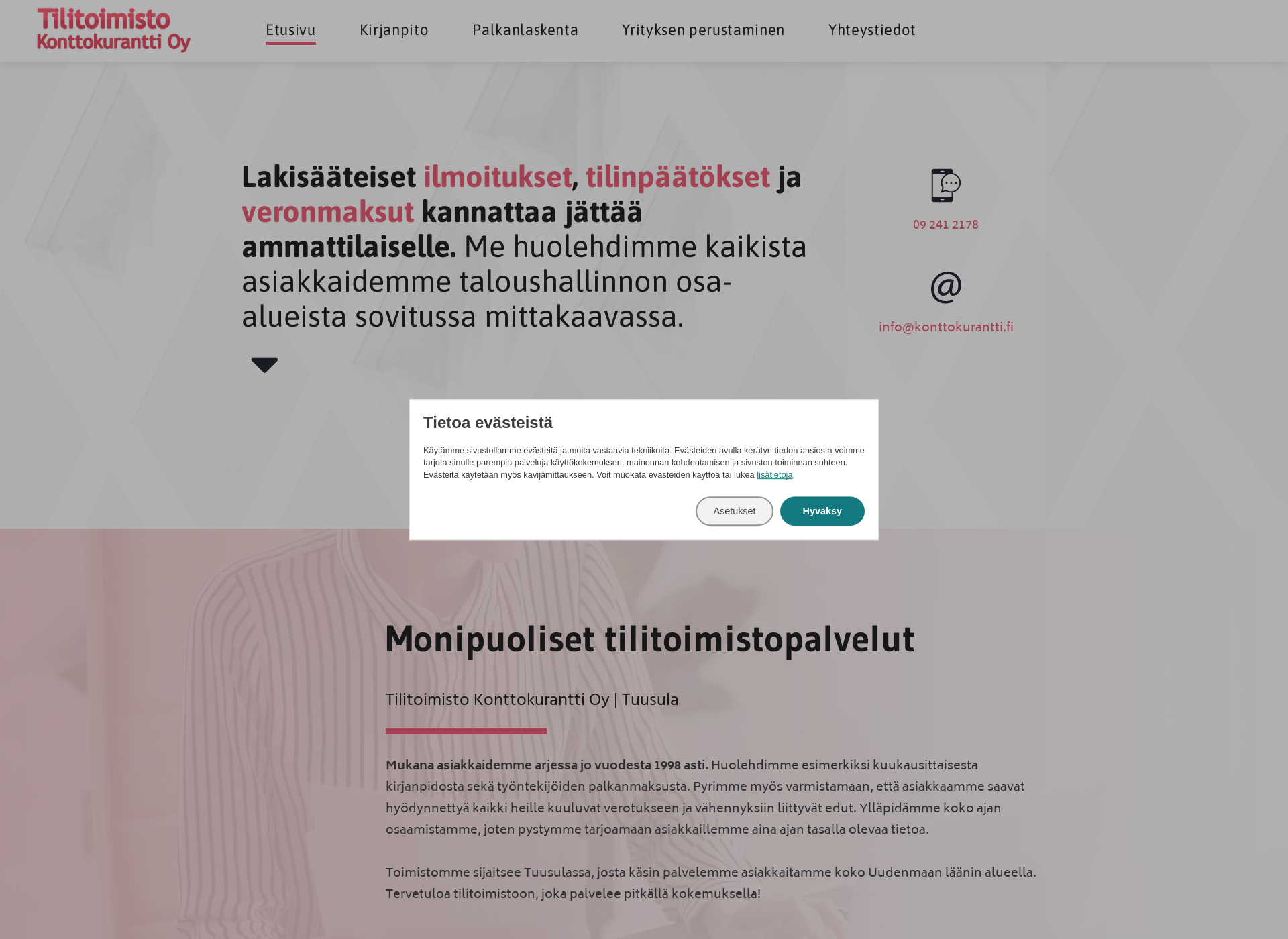 Skärmdump för konttokurantti.fi