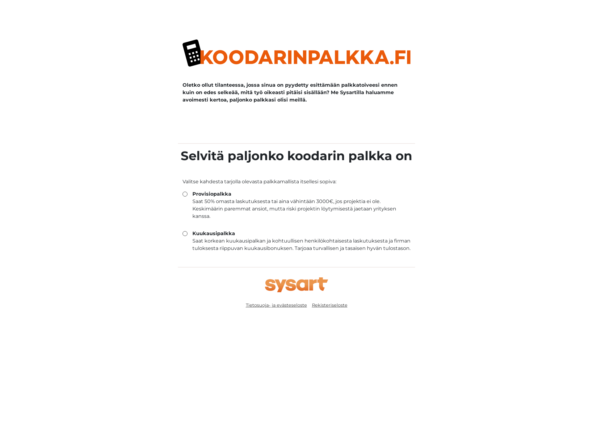 Screenshot for koodaripalkka.fi