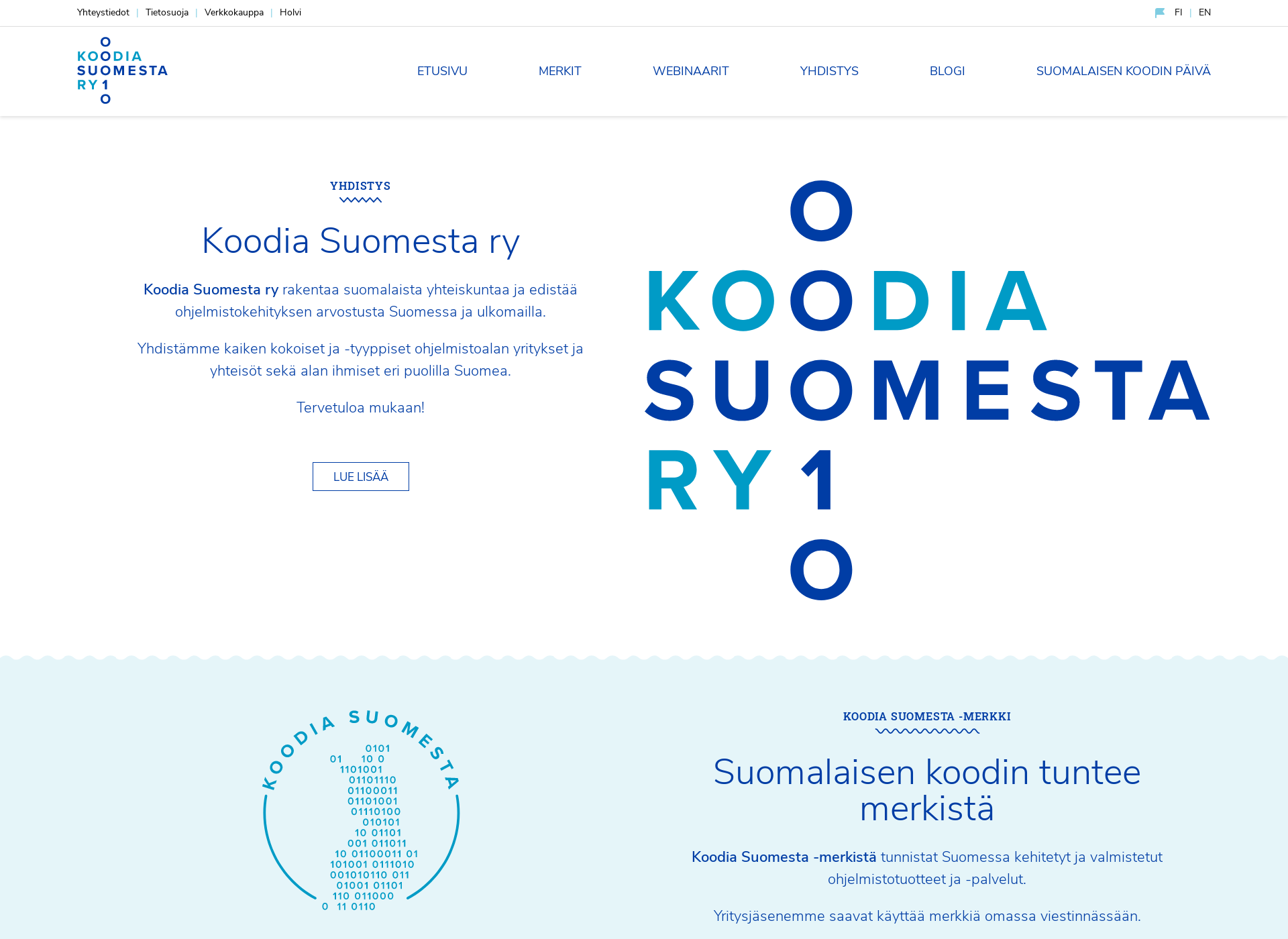 Skärmdump för koodiasuomesta.fi