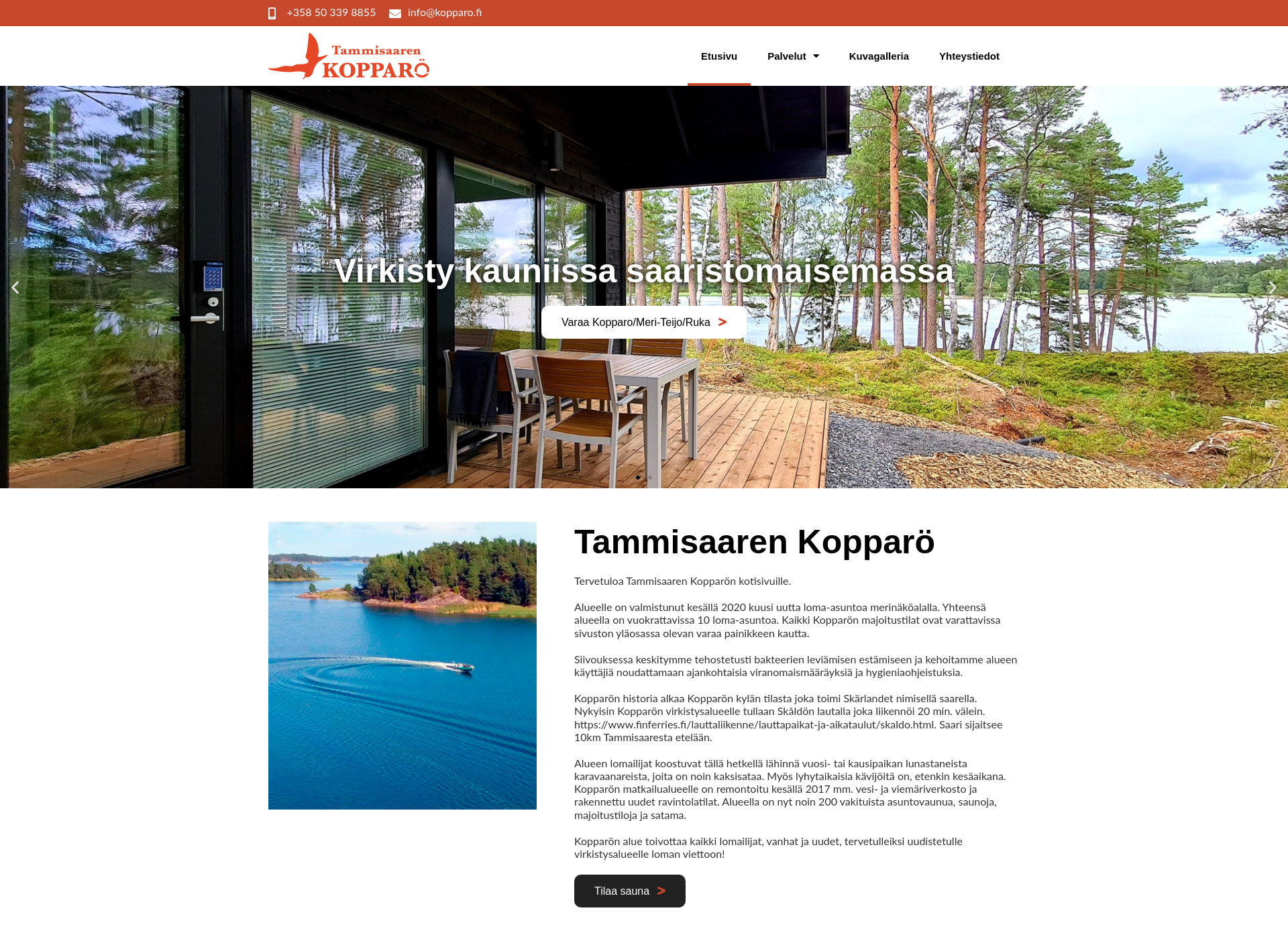 Skärmdump för kopparo.fi