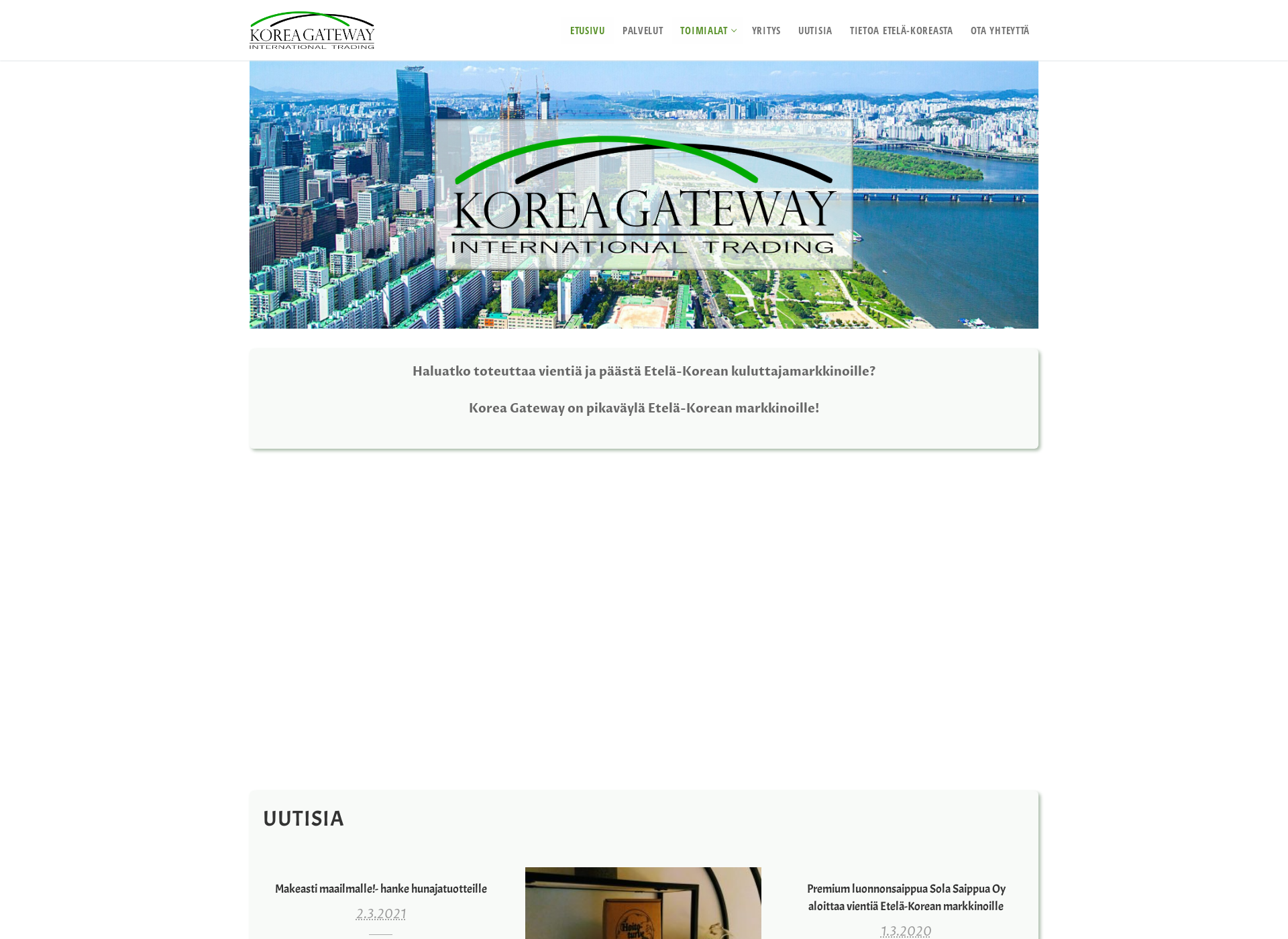 Skärmdump för koreagateway.fi