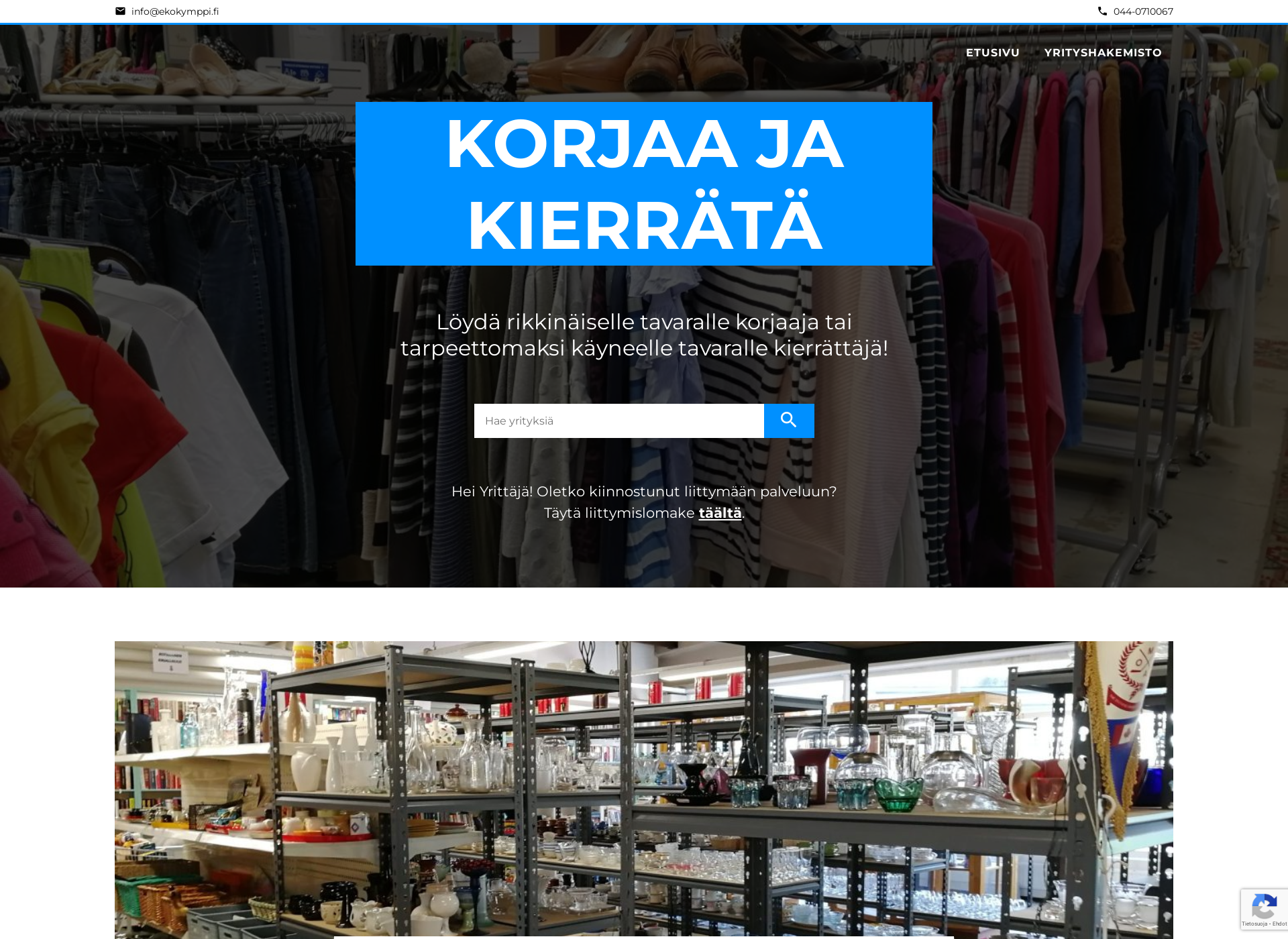 Skärmdump för korjaajakierrata.fi