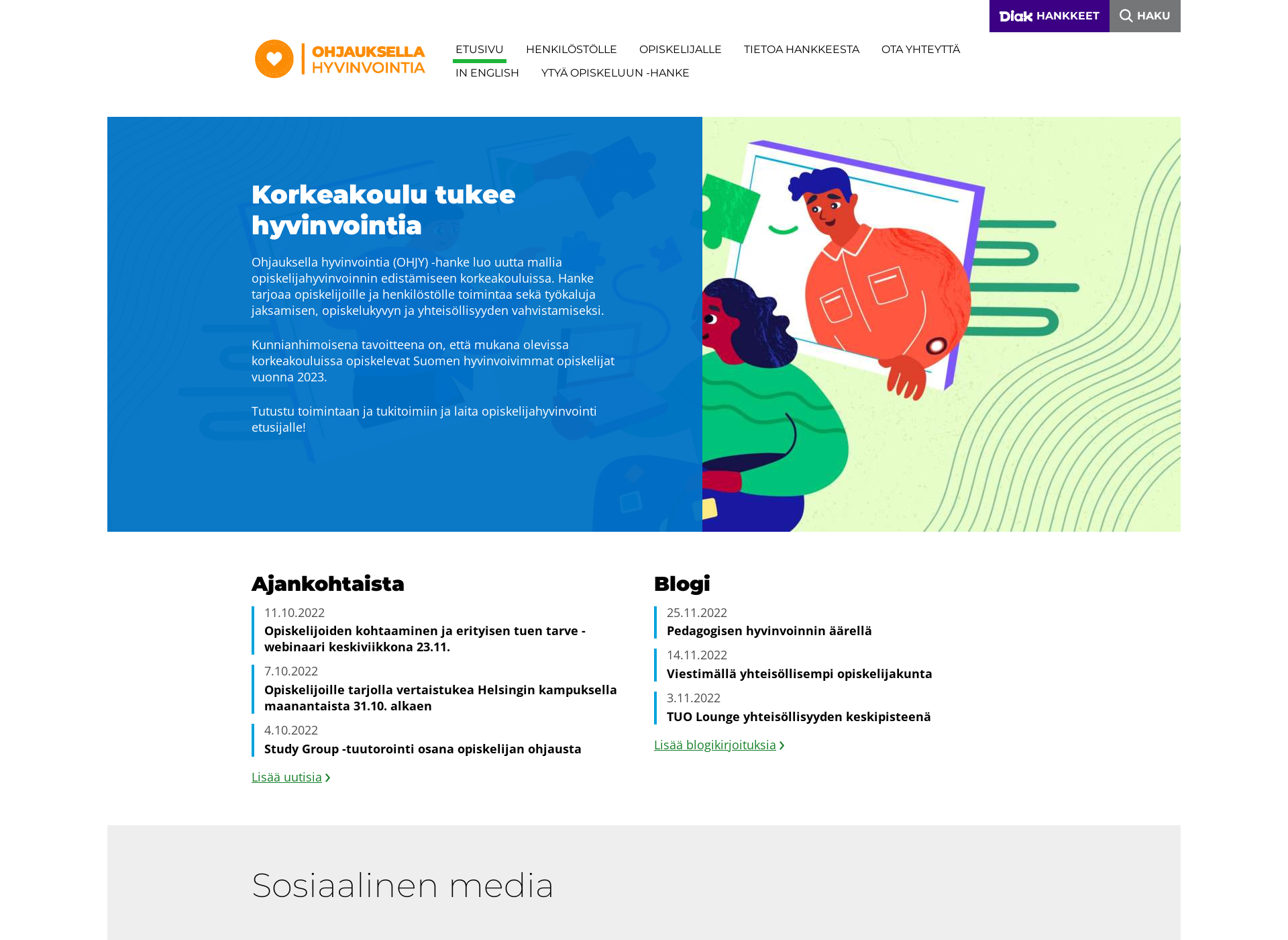 Skärmdump för korkeakoulutukee.fi