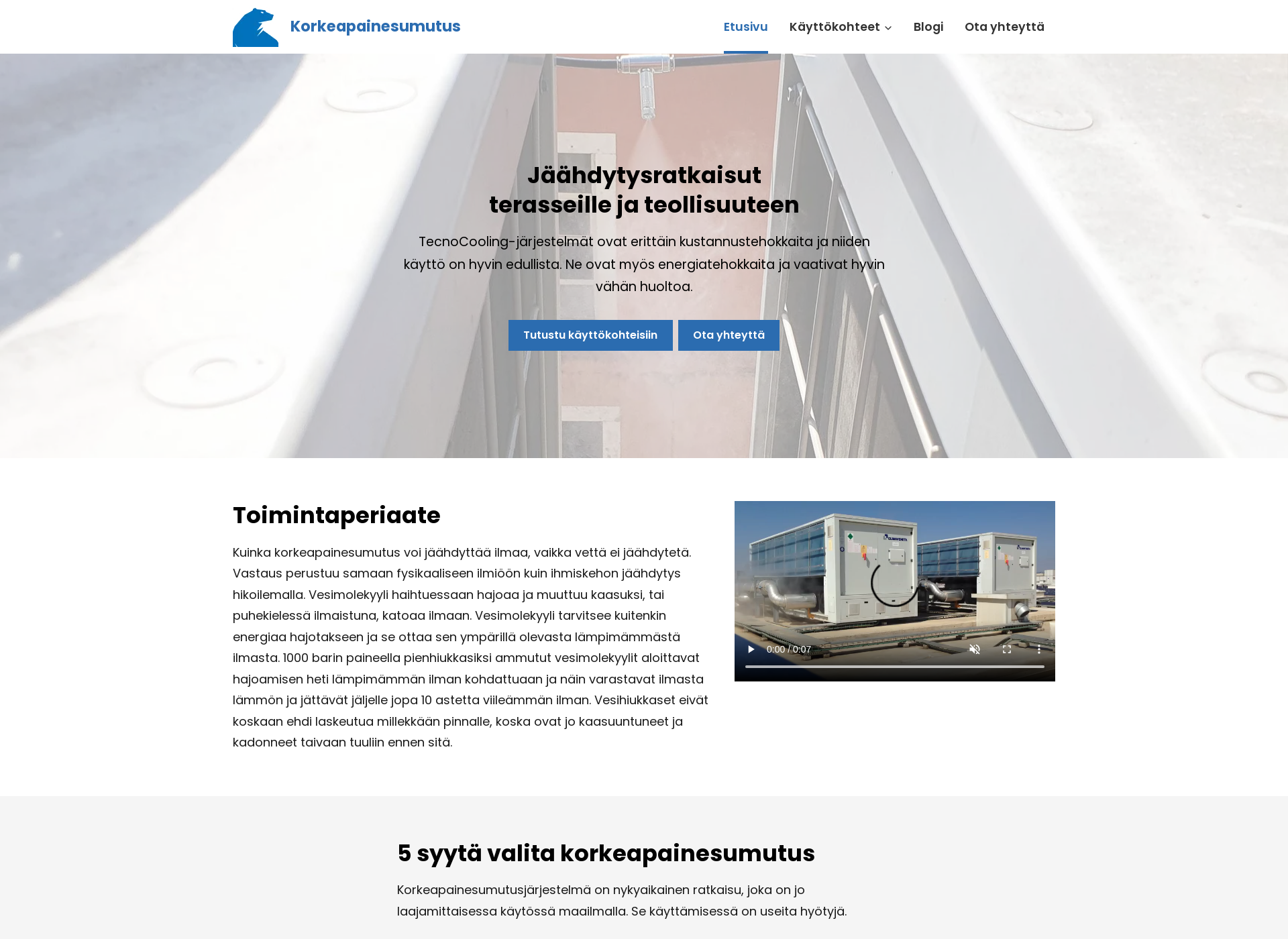 Screenshot for korkeapainesumutus.fi