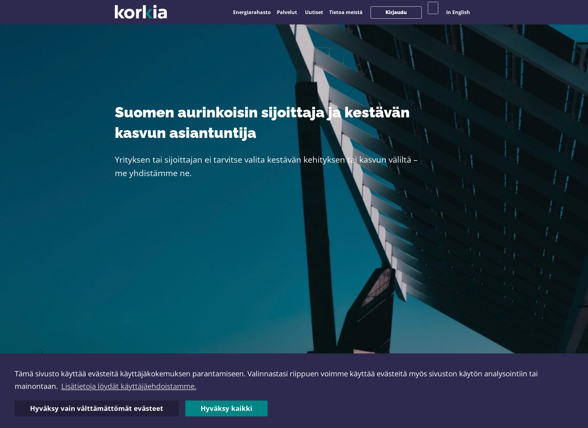 Skärmdump för korkia.fi
