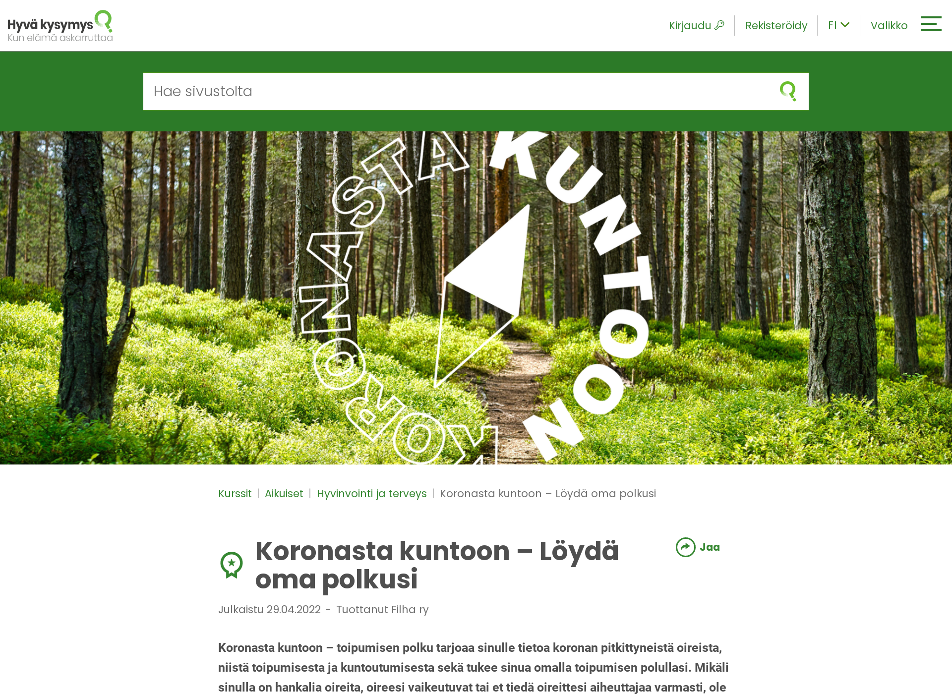 Screenshot for koronastakuntoon.fi
