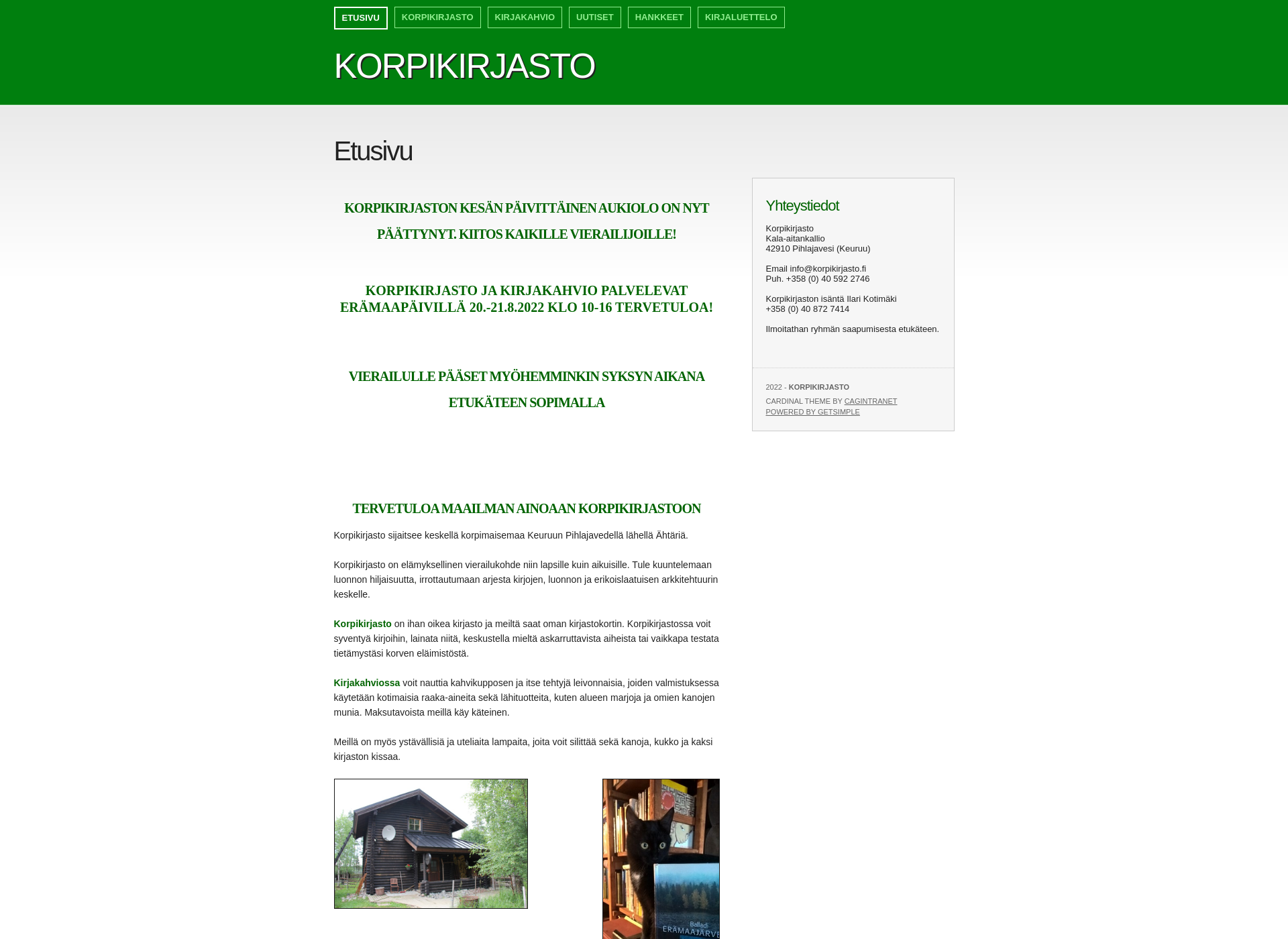 Screenshot for korpikirjasto.fi