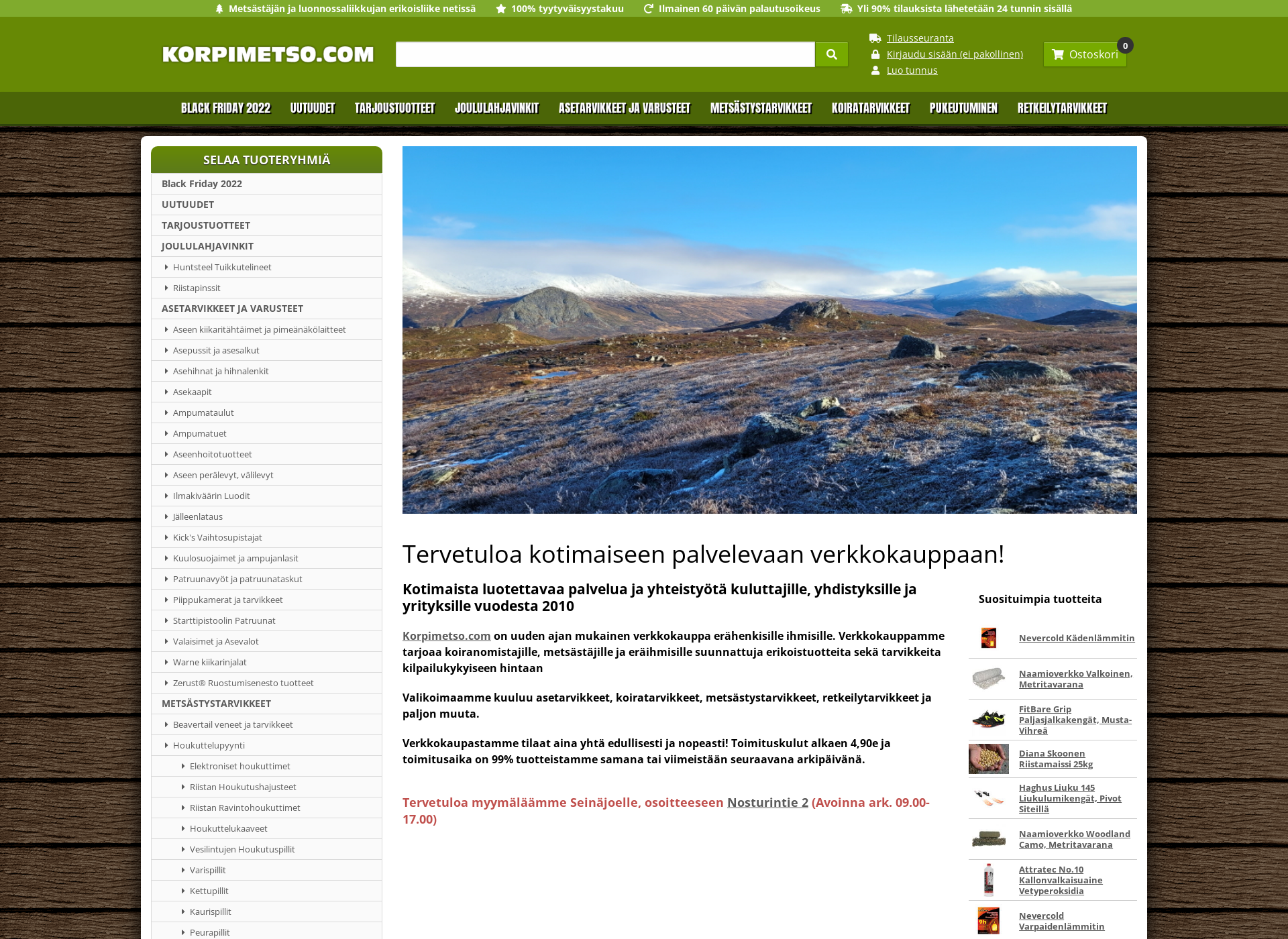 Skärmdump för korpimetso.fi