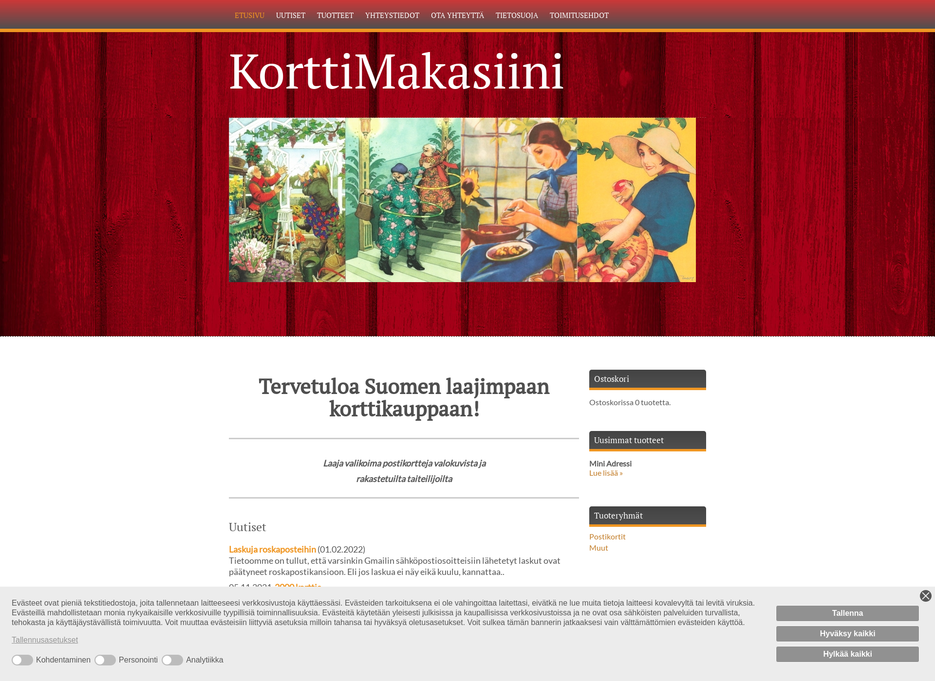 Skärmdump för korttimakasiini.fi