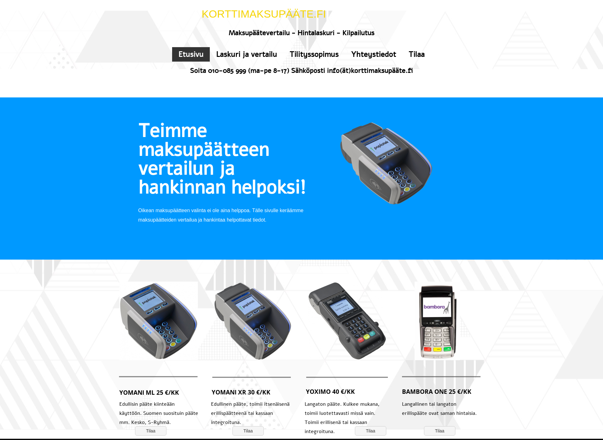 Skärmdump för korttimaksupääte.fi