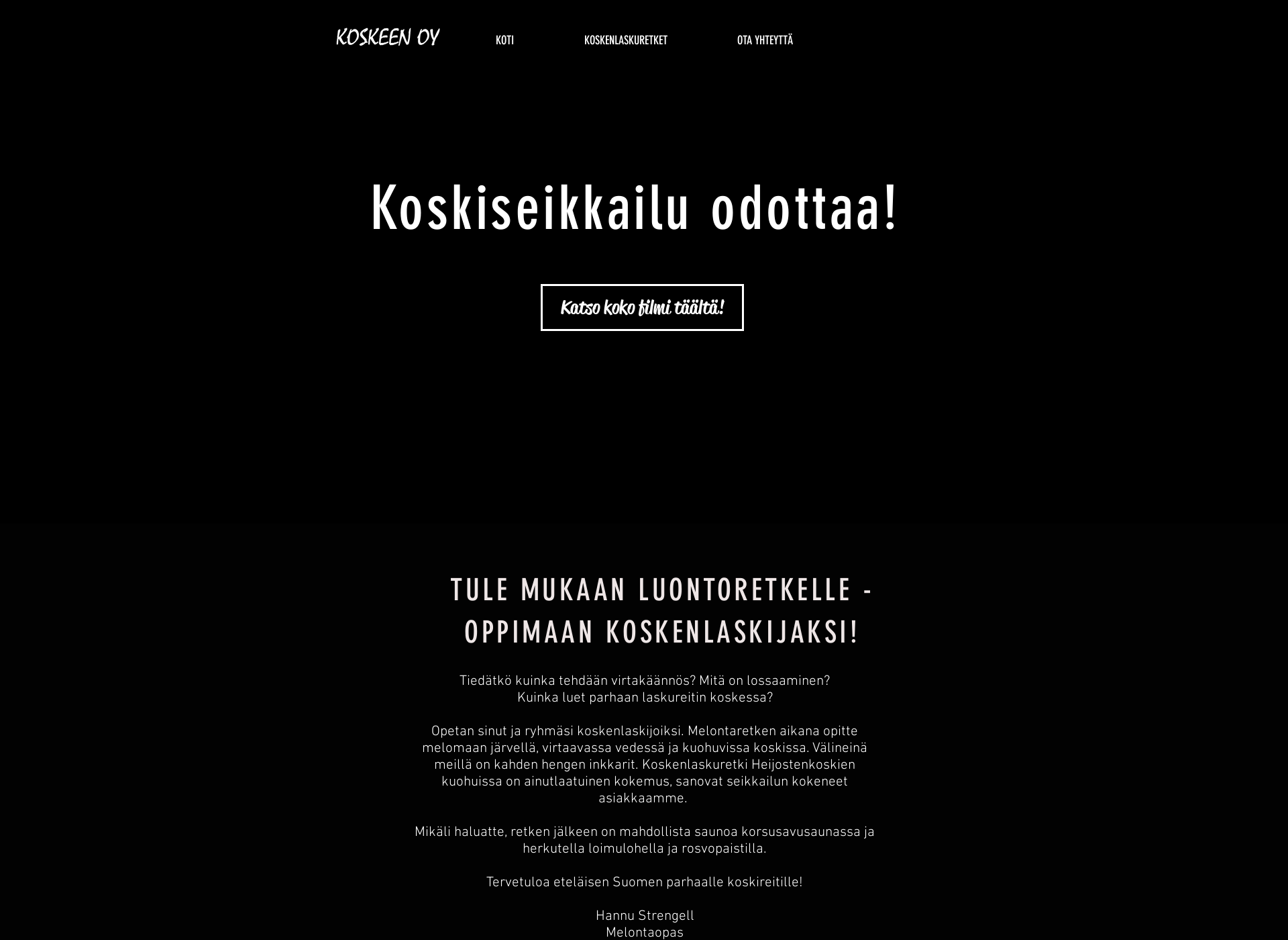 Skärmdump för koskenlaskuretki.fi