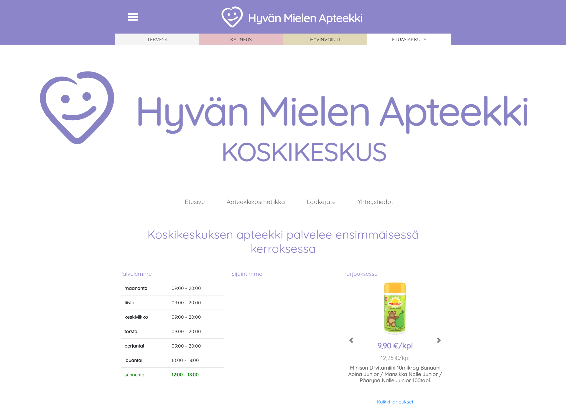Screenshot for koskikeskuksenapteekki.fi