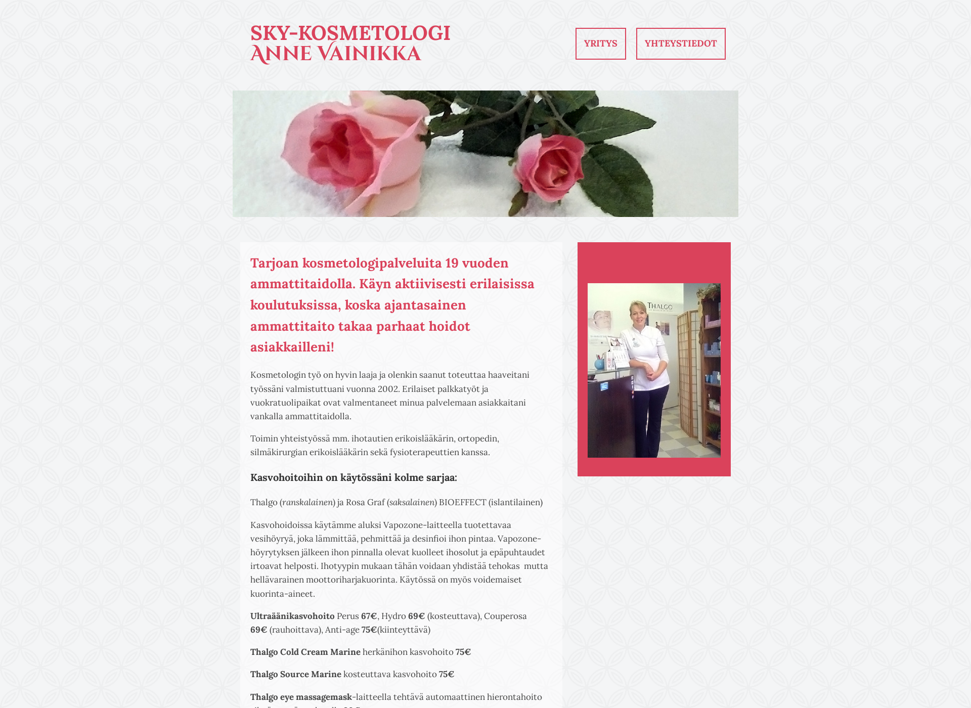 Screenshot for kosmetologiannevainikka.fi