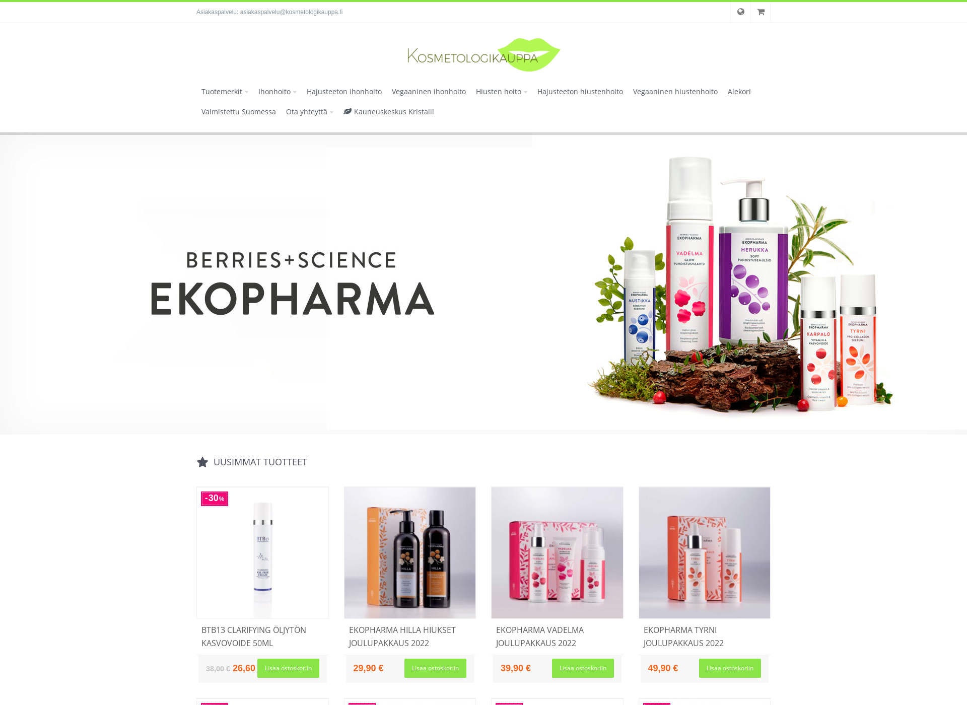 Skärmdump för kosmetologikauppa.fi