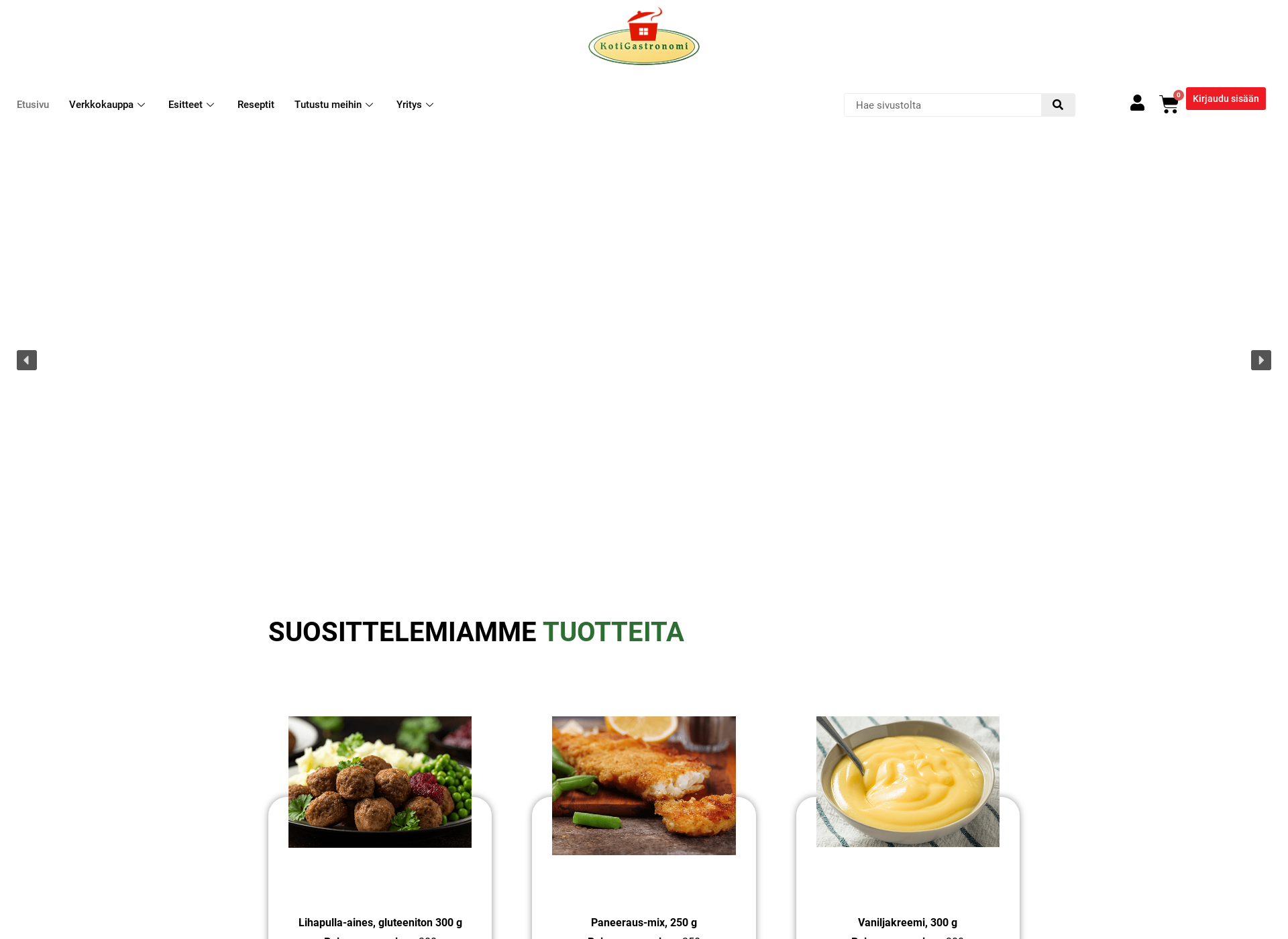Skärmdump för kotigastronomi.fi