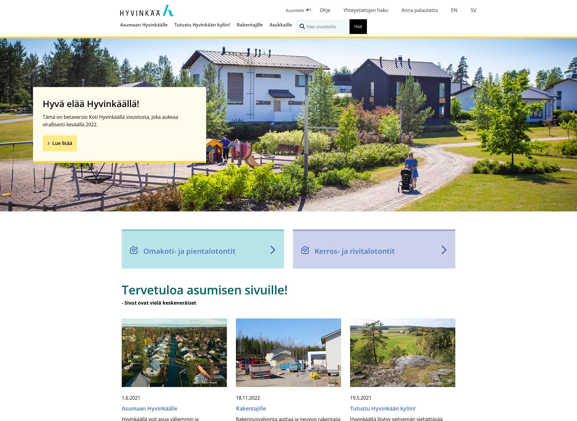 Screenshot for kotihyvinkaalla.fi