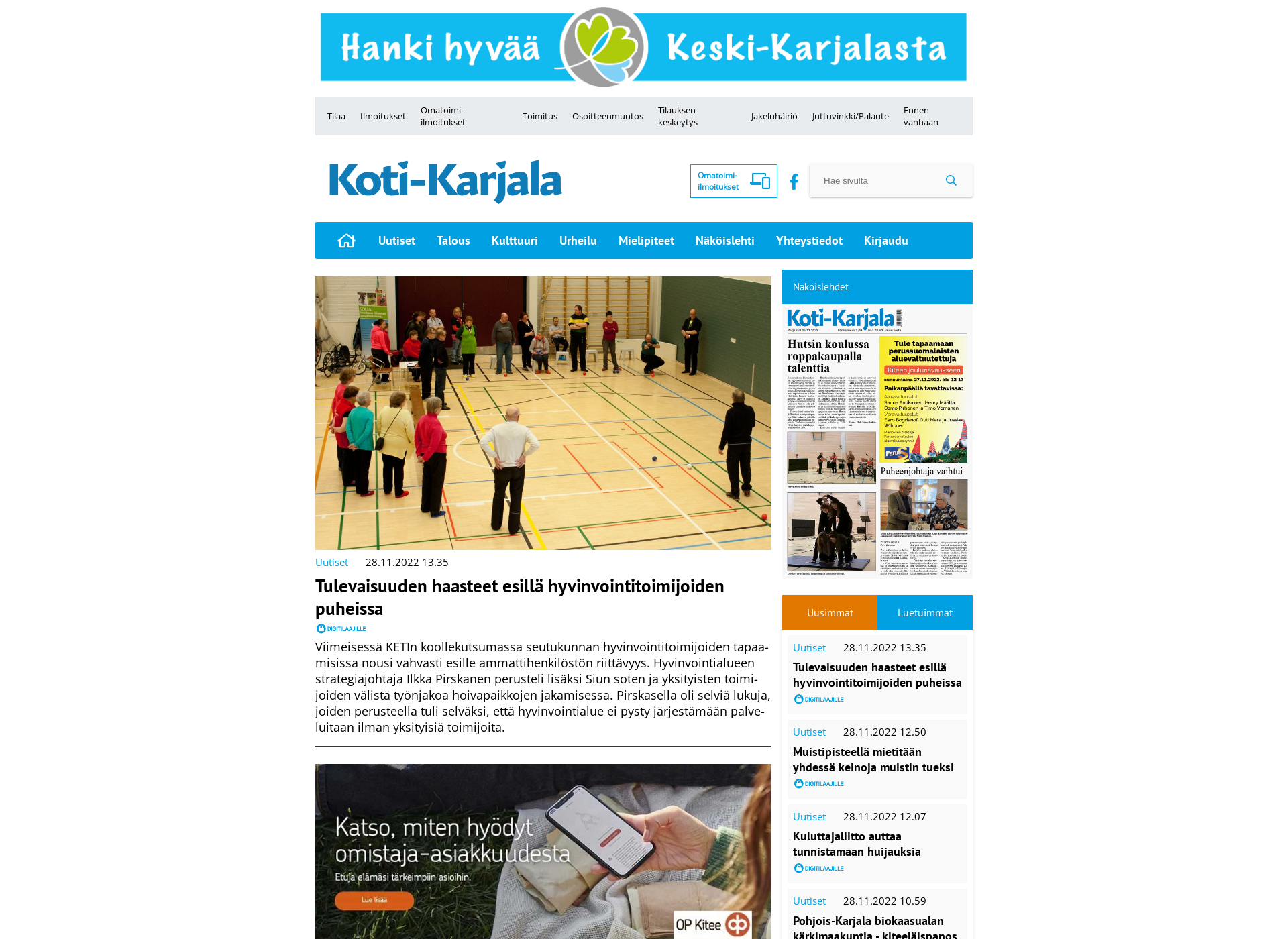 Skärmdump för kotikarjala.fi