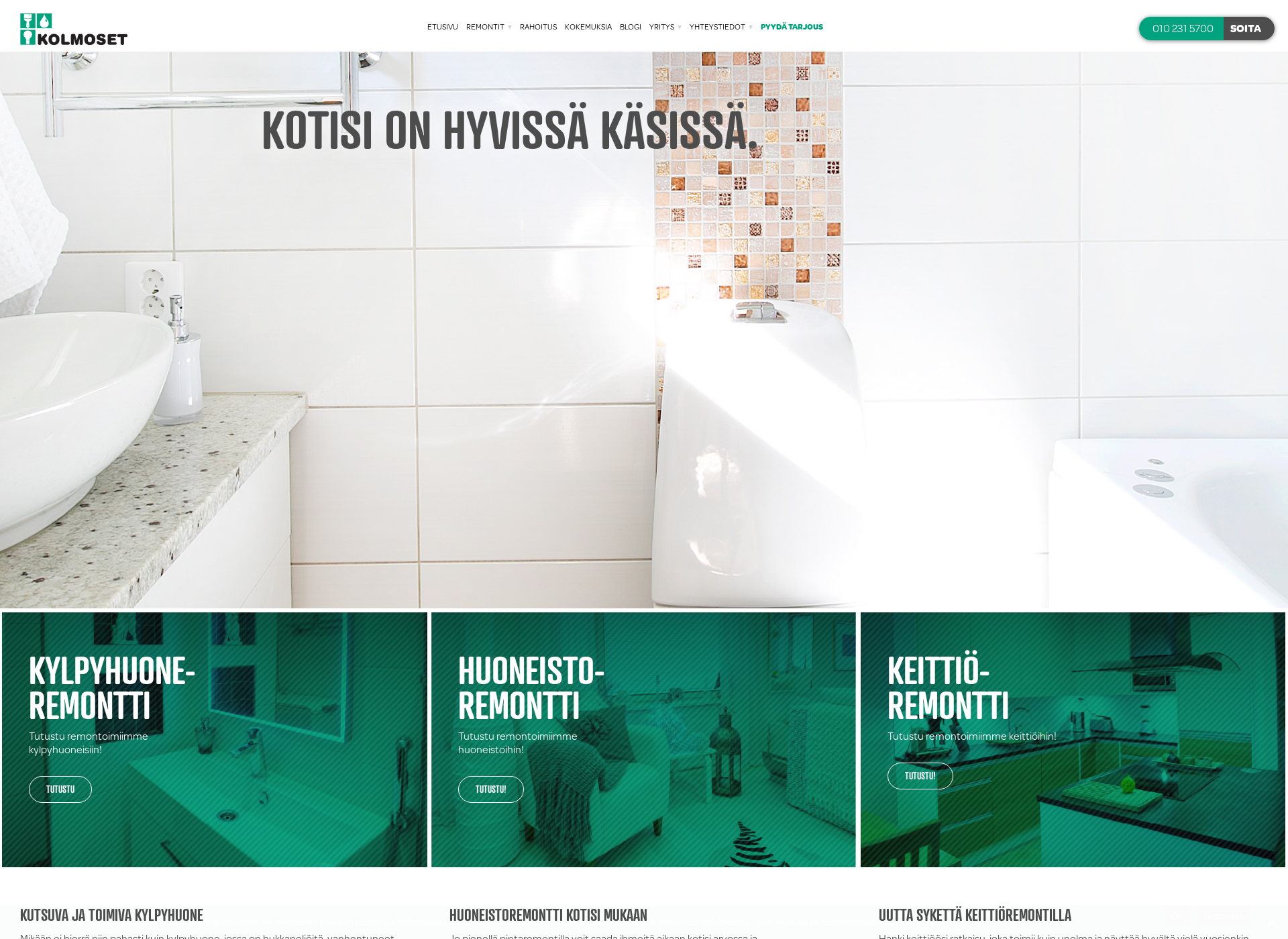 Screenshot for kotikolmoset.fi