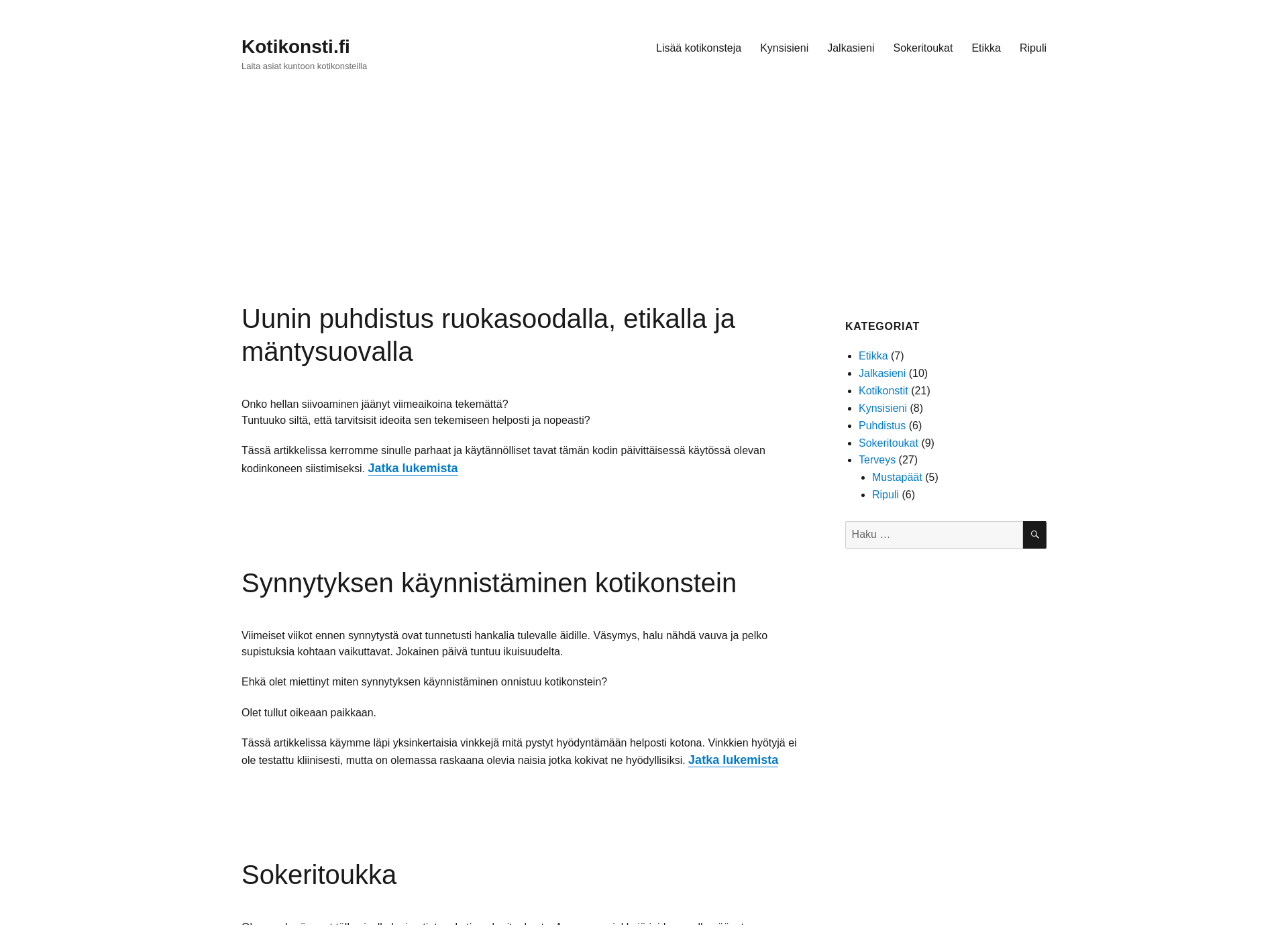 Skärmdump för kotikonsti.fi