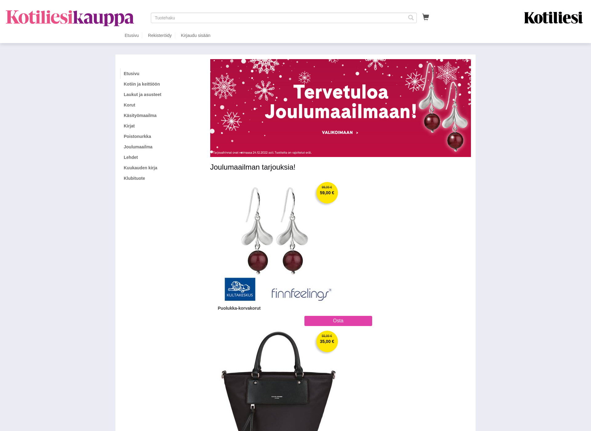 Skärmdump för kotiliesikauppa.fi