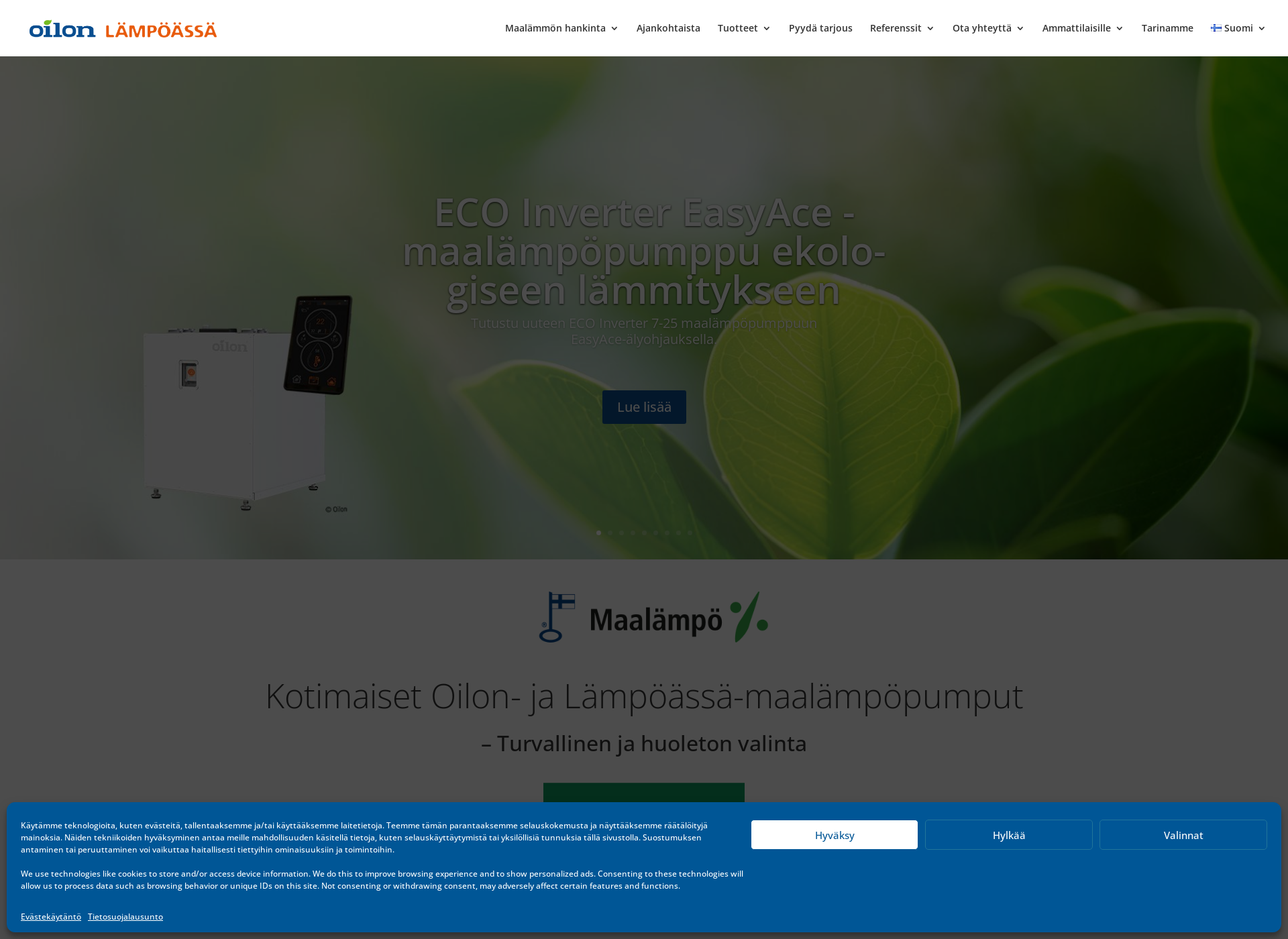 Skärmdump för kotimainenmaalampo.fi