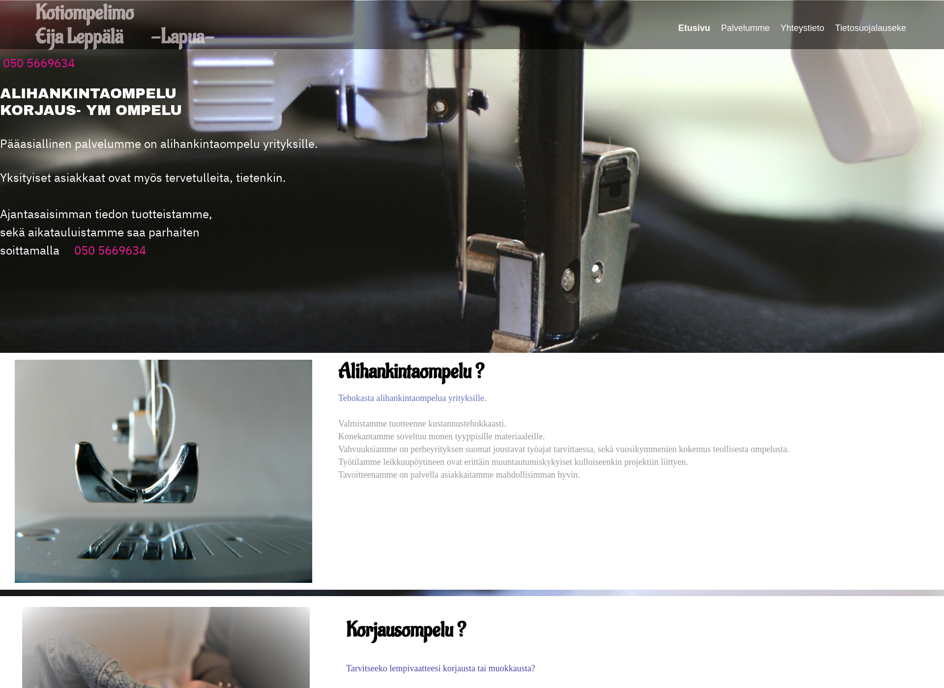 Skärmdump för kotiompelimo.fi