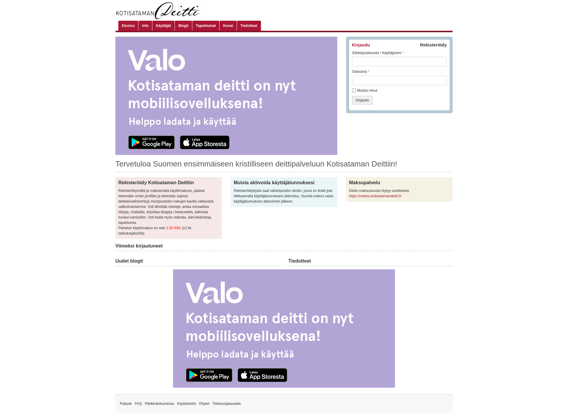 Skärmdump för kotisatamandeitti.fi