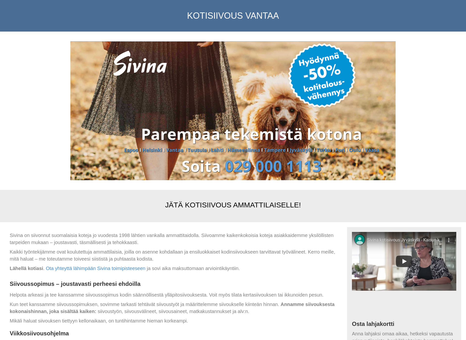Screenshot for kotisiivous-vantaa.fi