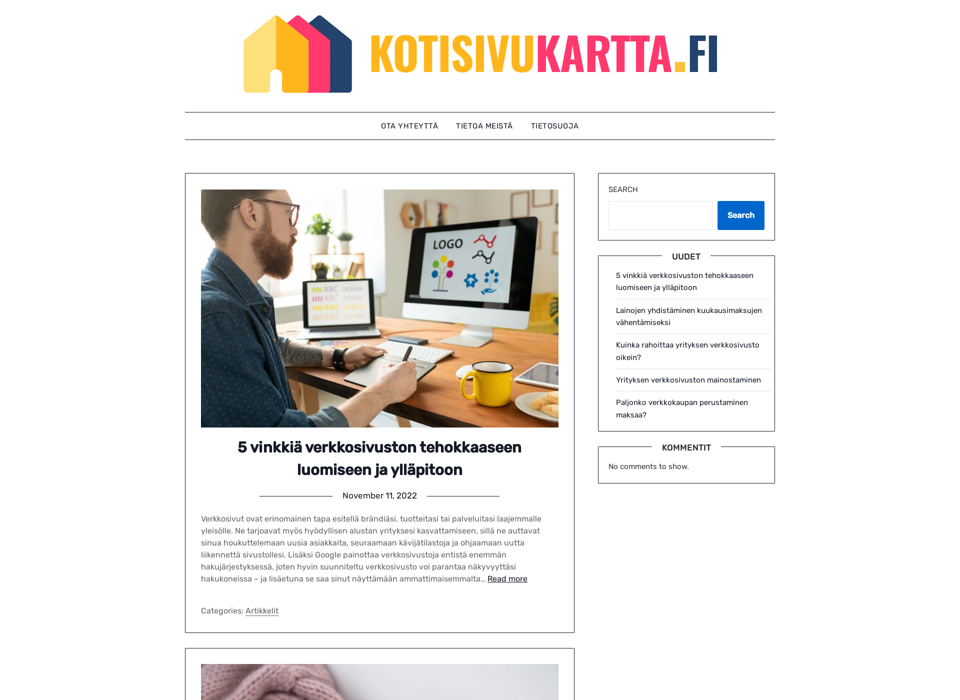Skärmdump för kotisivukartta.fi