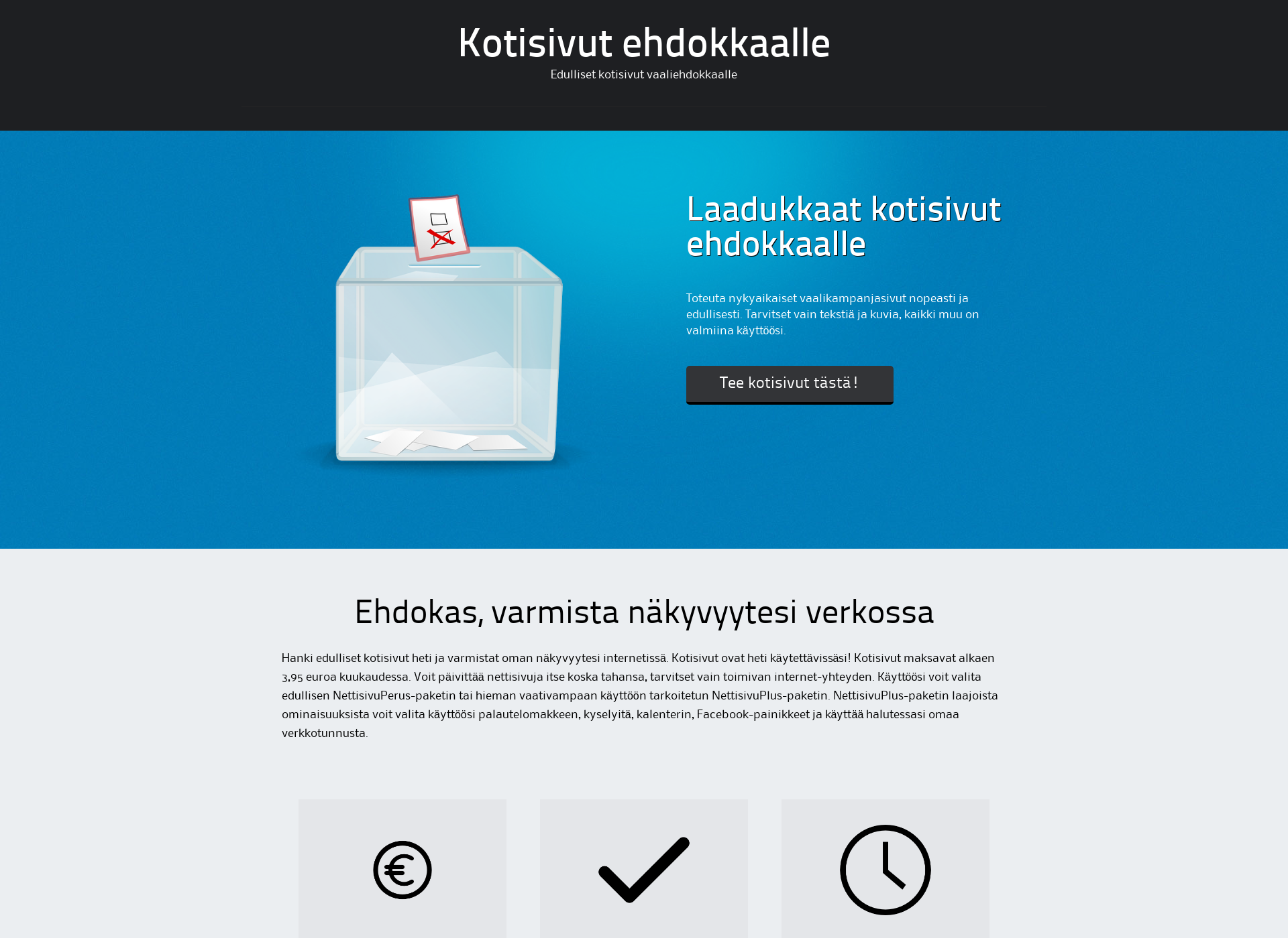 Skärmdump för kotisivutehdokkaalle.fi