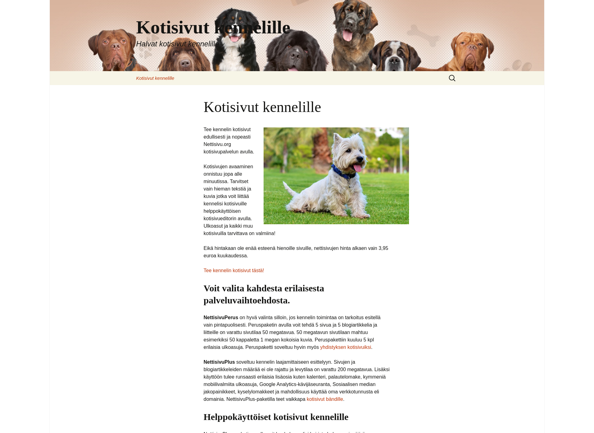 Screenshot for kotisivutkennelille.fi