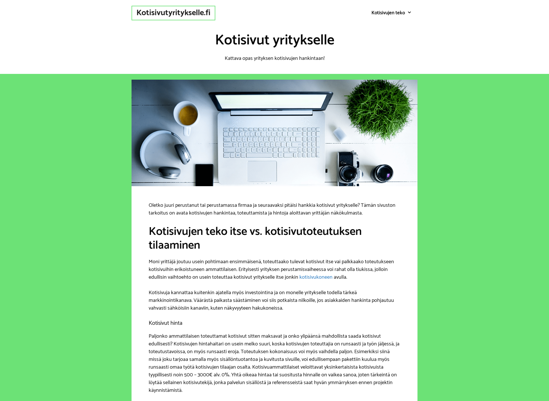 Screenshot for kotisivutyritykselle.fi