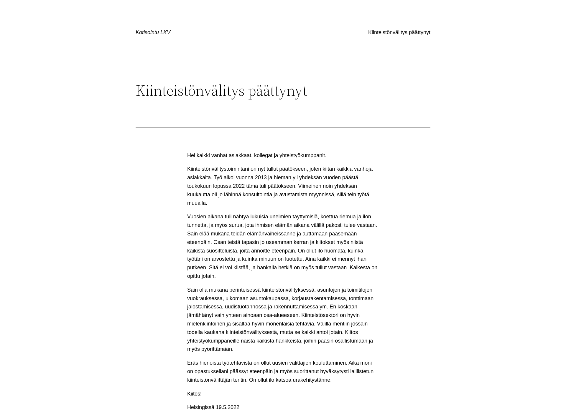 Skärmdump för kotisointu.fi