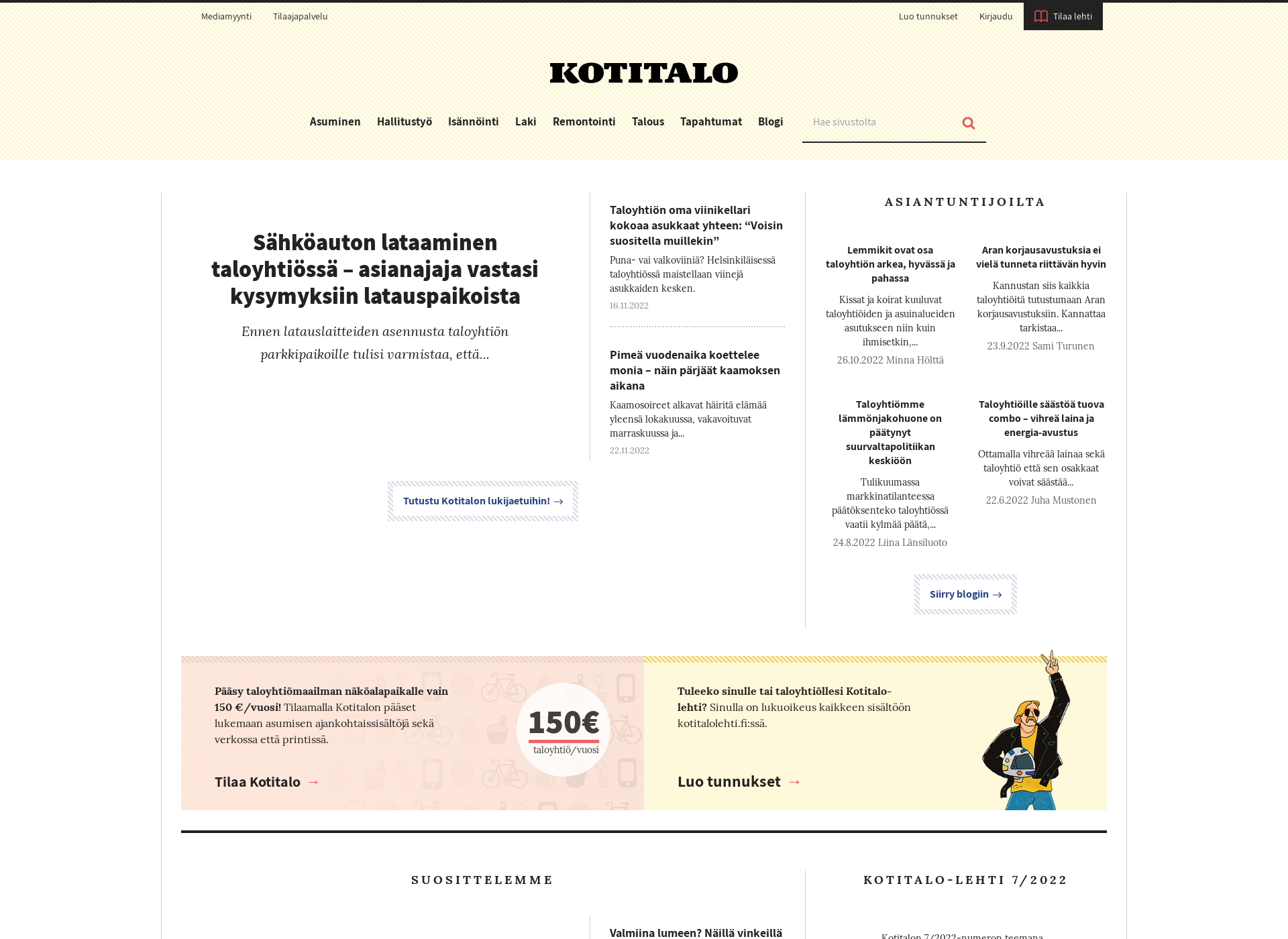 Skärmdump för kotitalolehti.fi