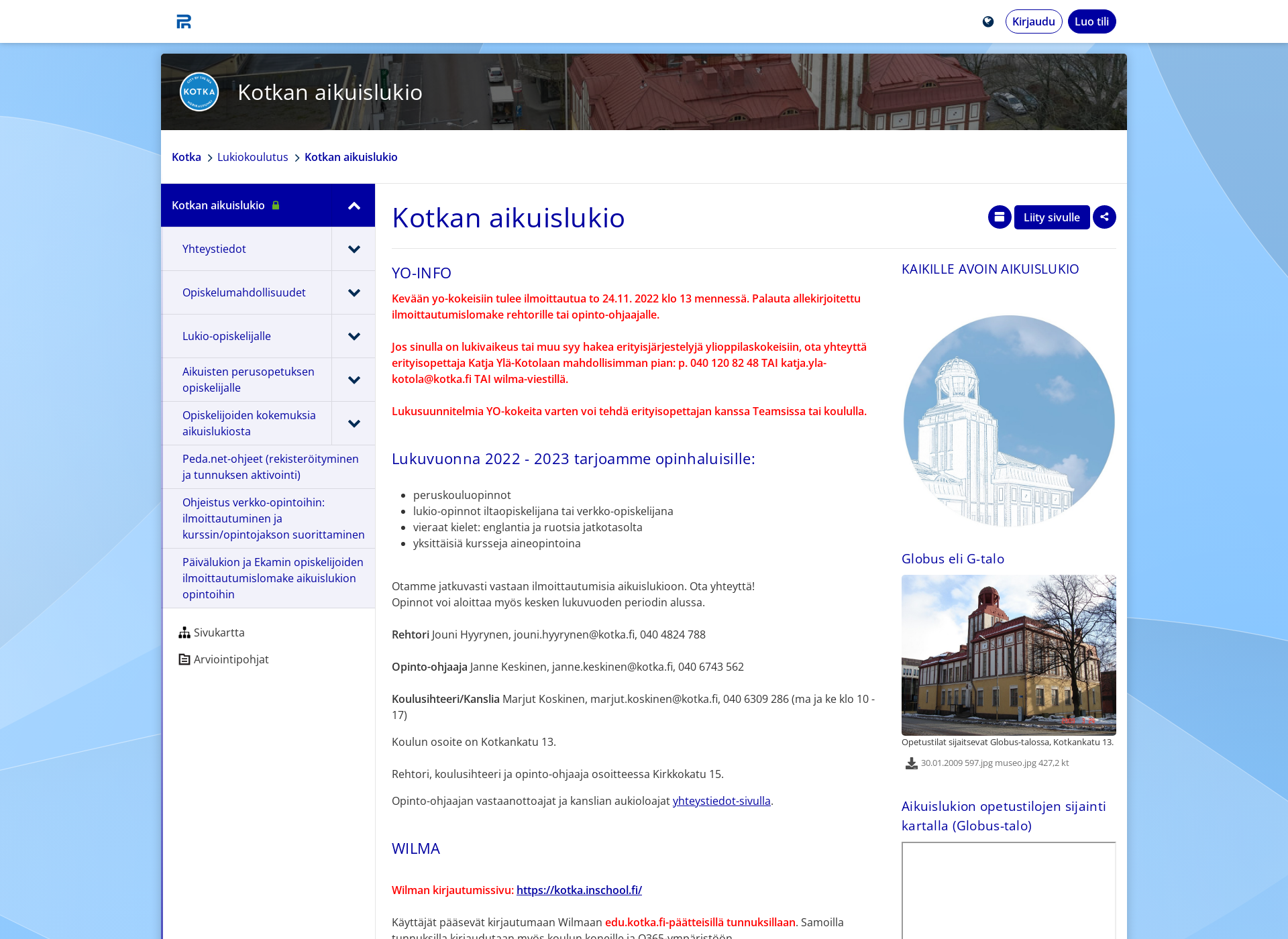 Screenshot for kotkanaikuislukio.fi