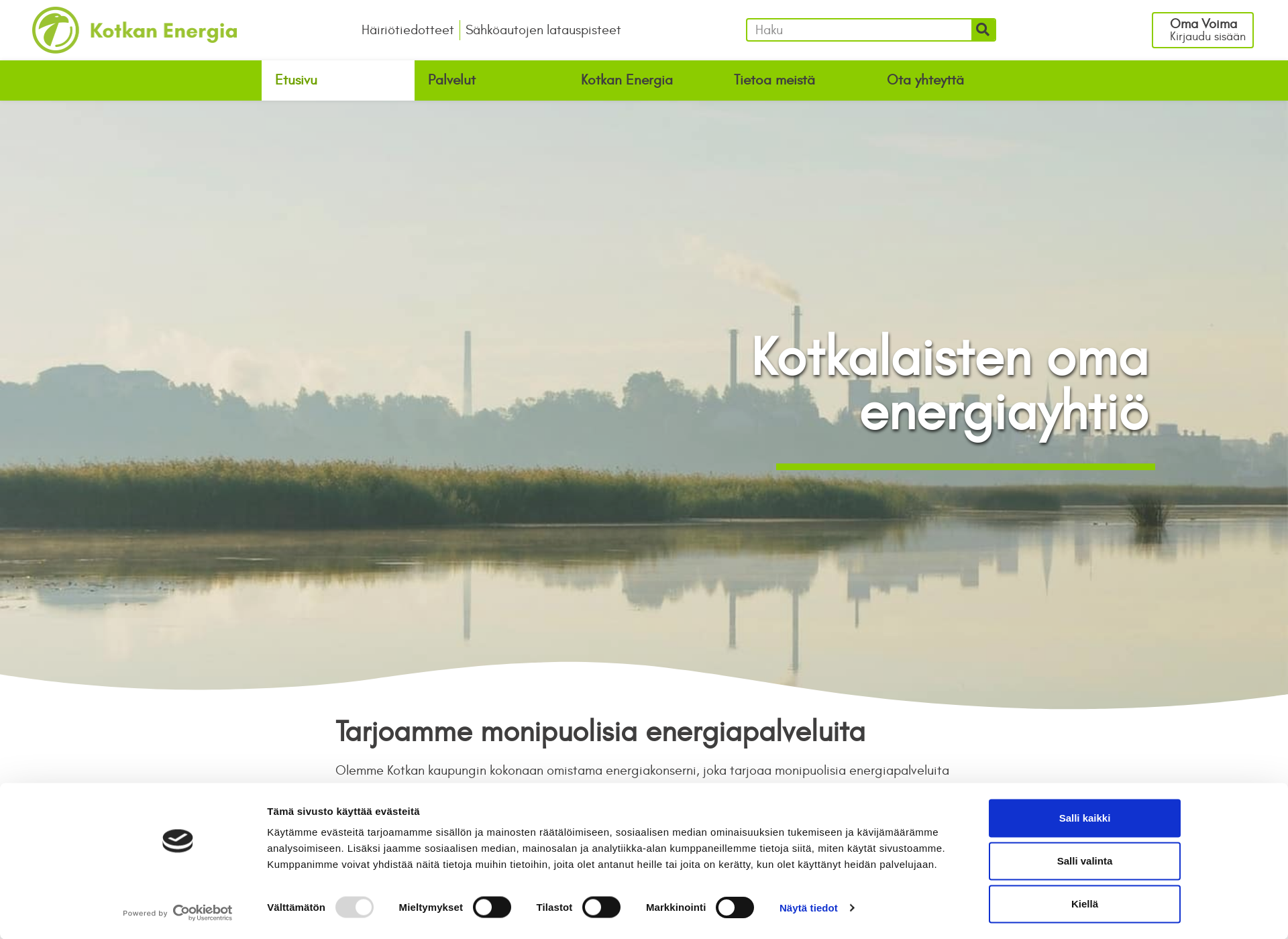 Skärmdump för kotkanenergia.fi