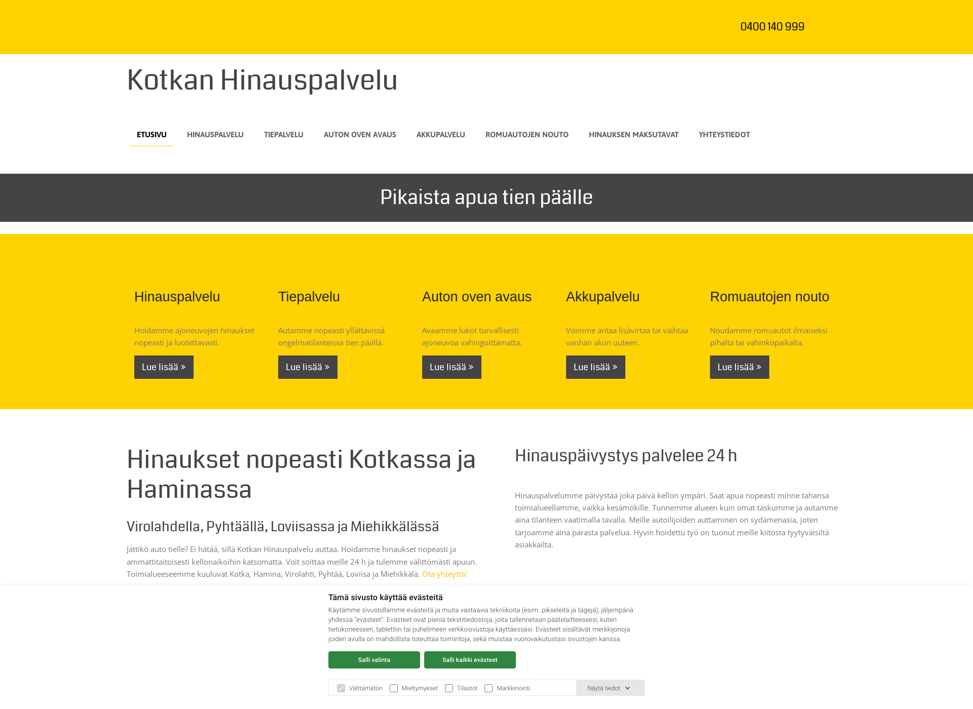 Skärmdump för kotkanhinauspalvelu.fi