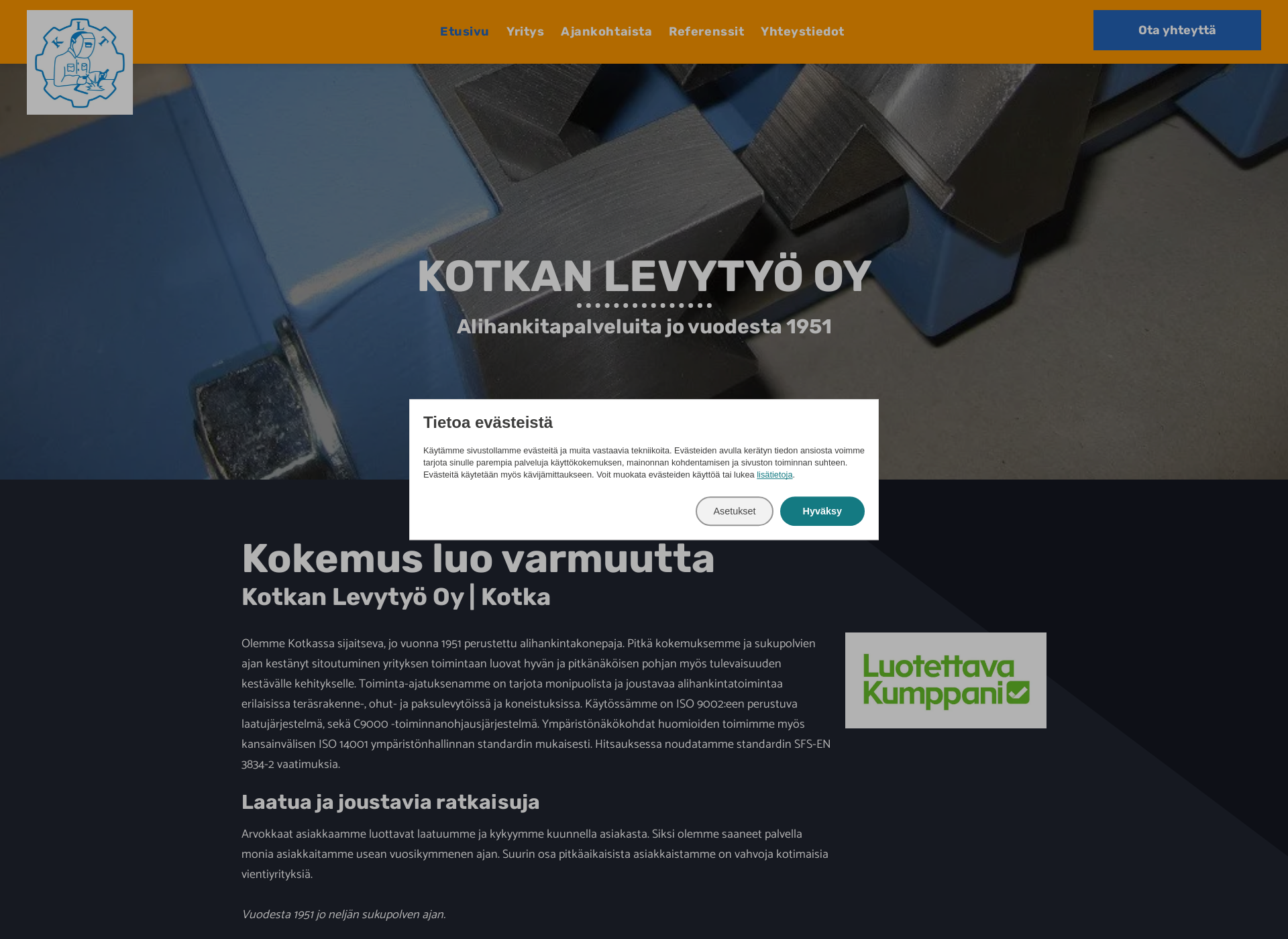 Skärmdump för kotkanlevytyo.fi