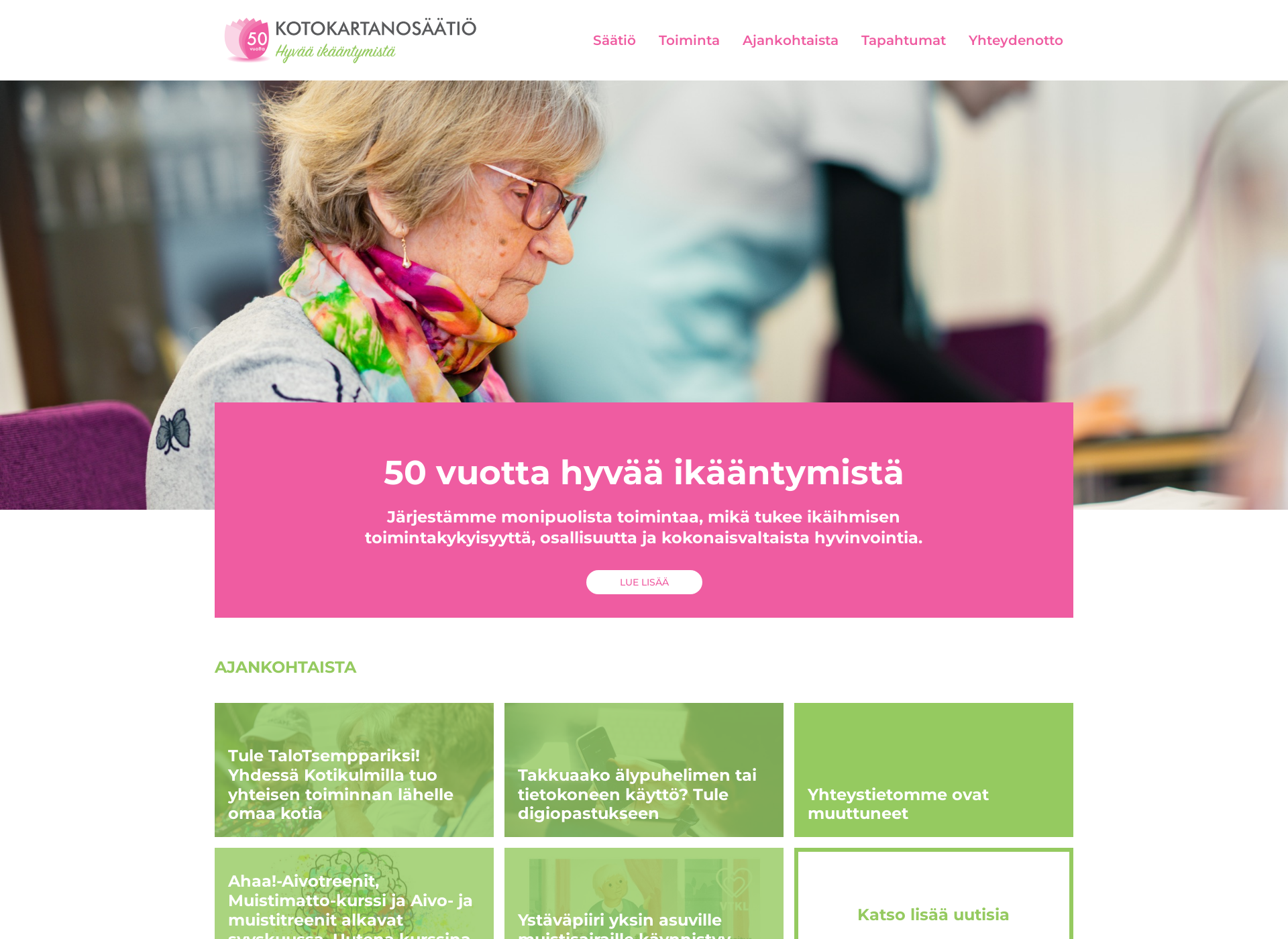 Skärmdump för kotokartanosaatio.fi