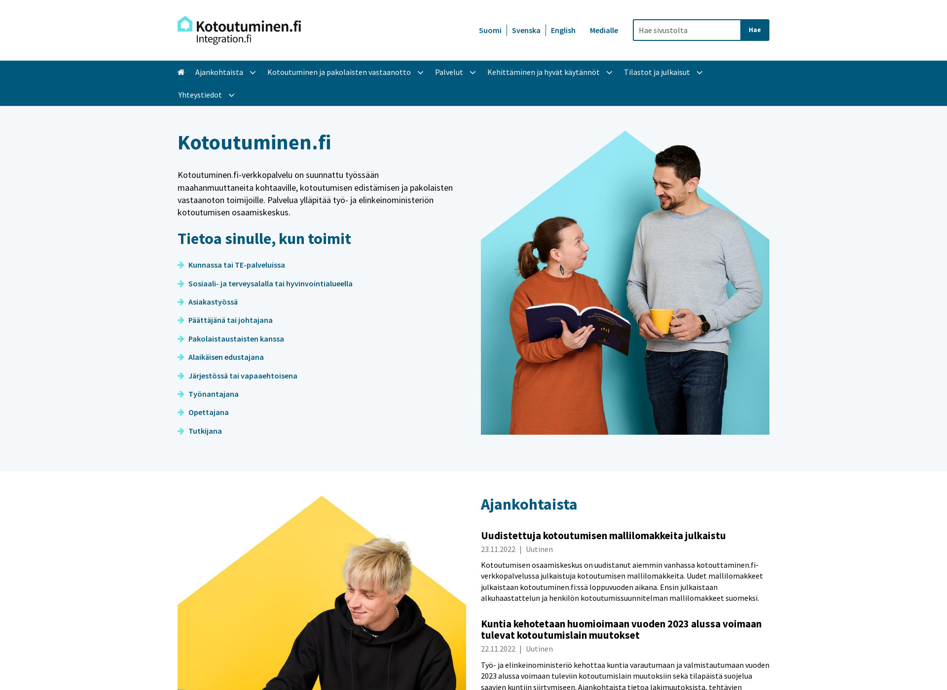 Screenshot for kotoutuminen.fi