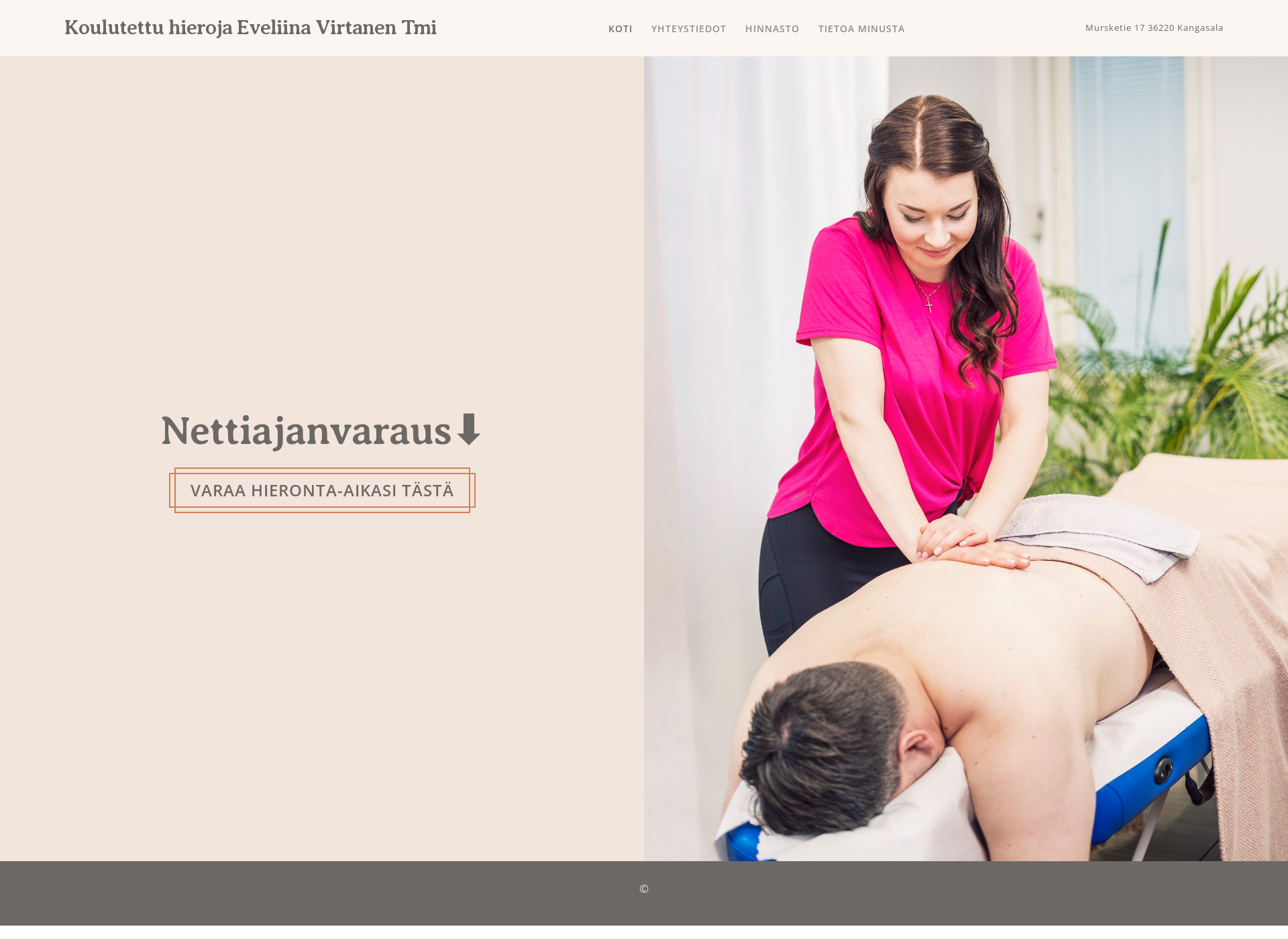 Screenshot for koulutettuhierojaeveliinavirtanen.fi