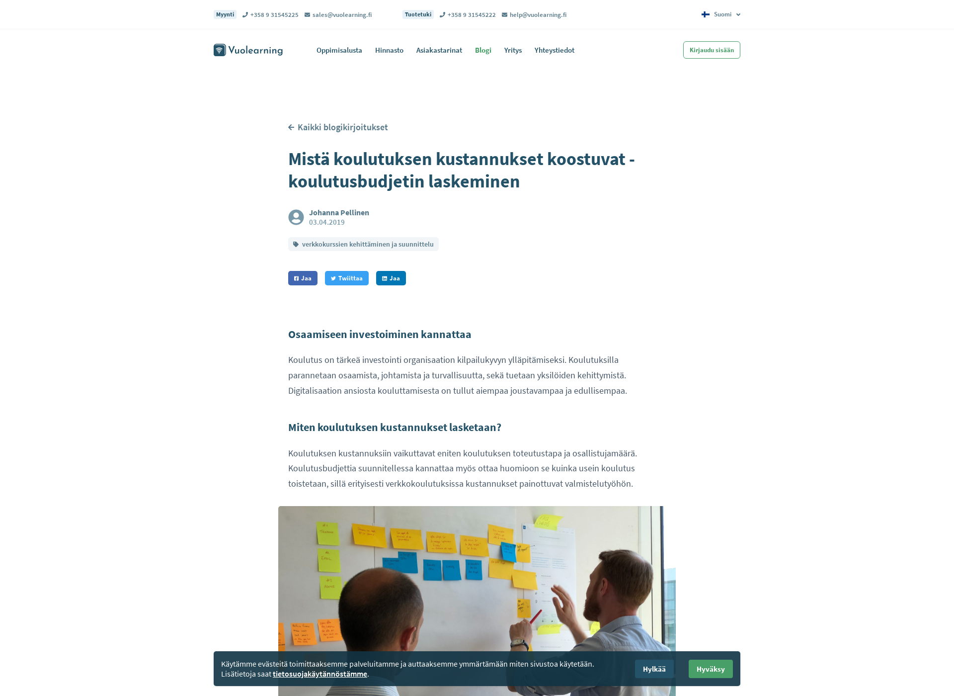 Skärmdump för koulutusbudjetti.fi