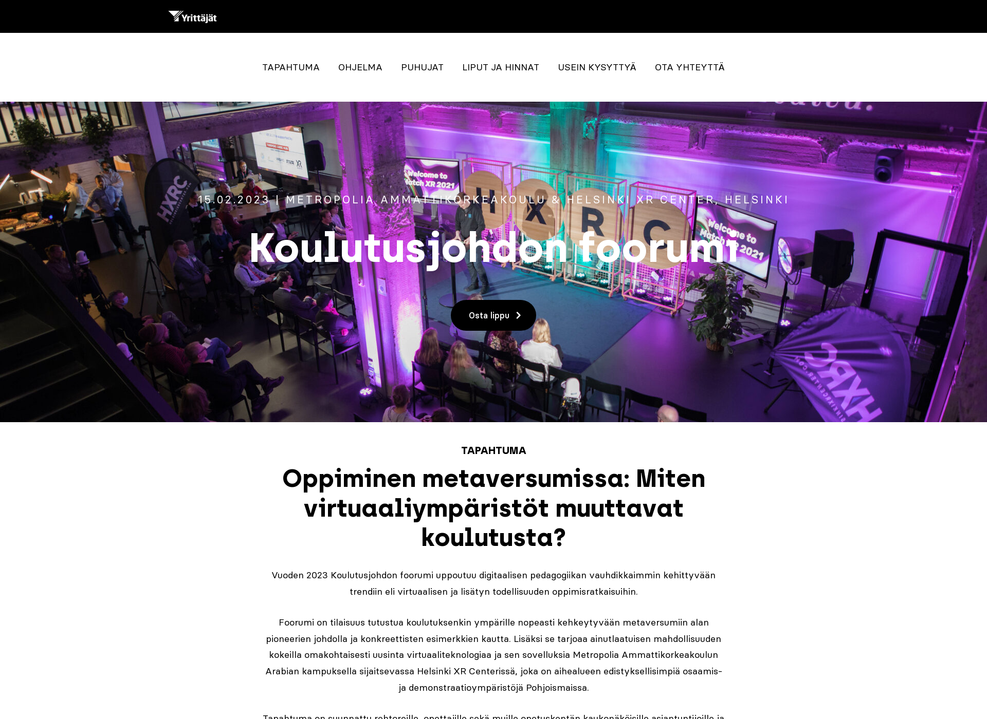 Skärmdump för koulutusjohto.fi