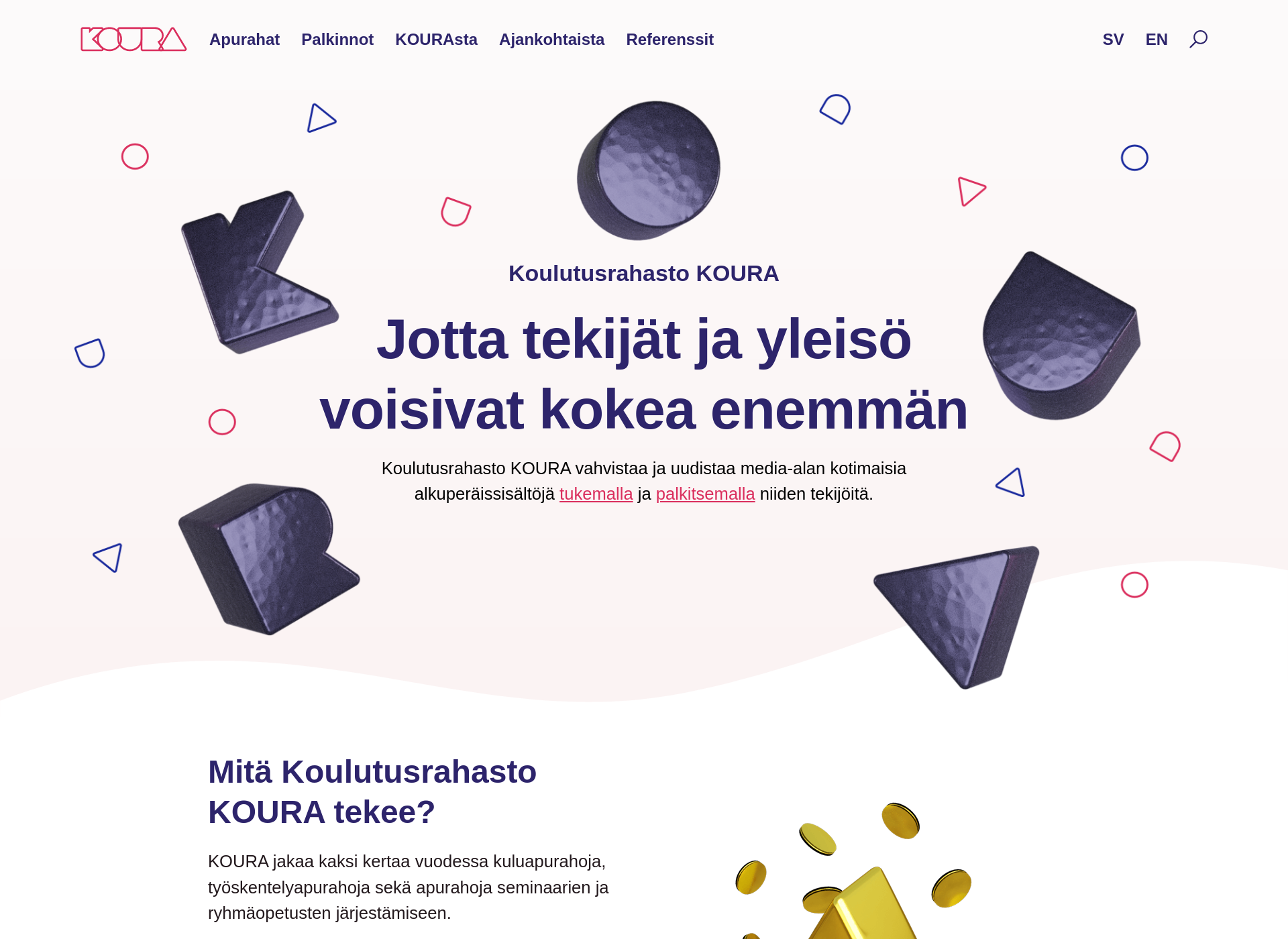 Skärmdump för koulutusrahastokoura.fi