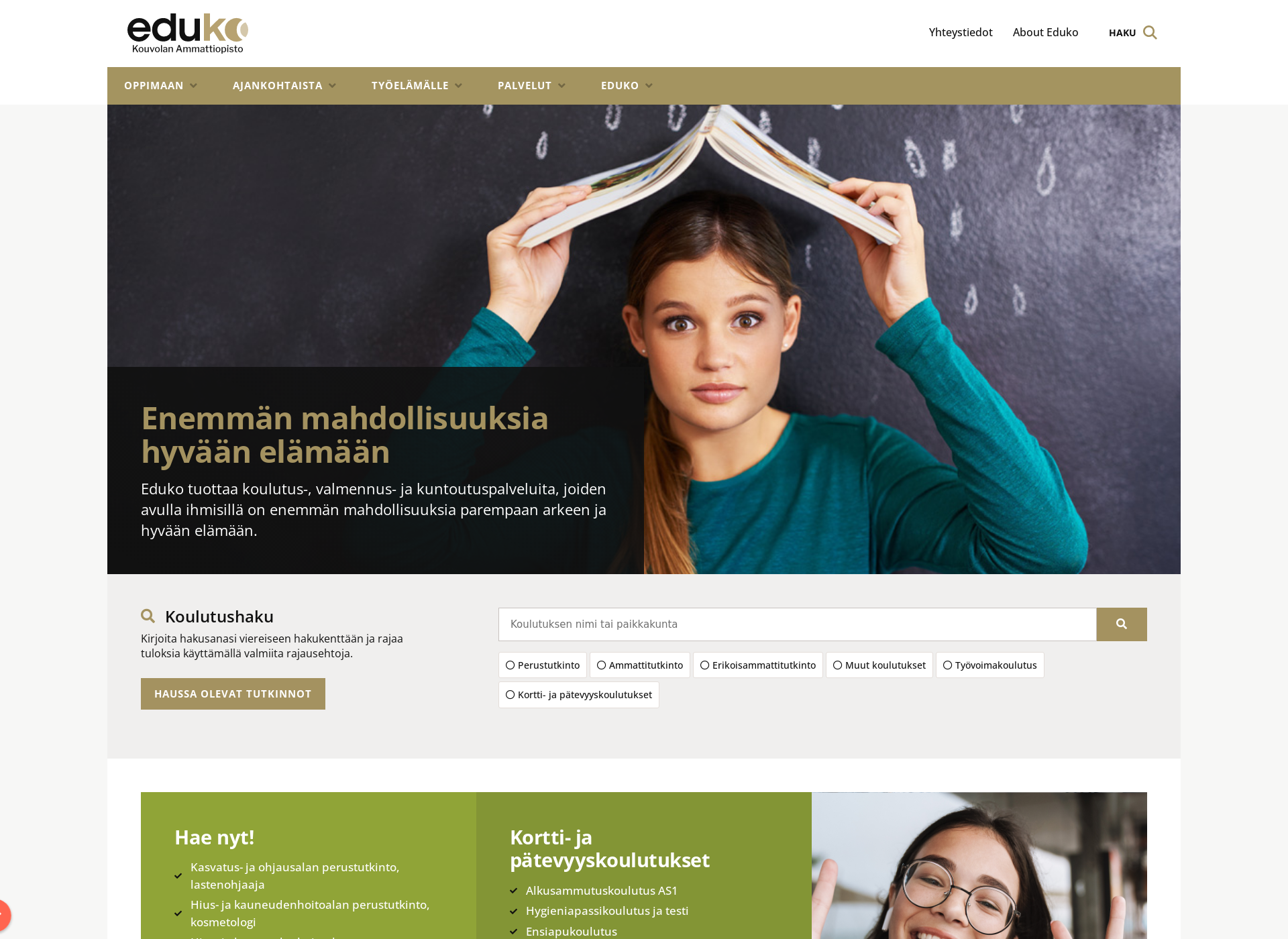 Skärmdump för koulutustaitaja.fi