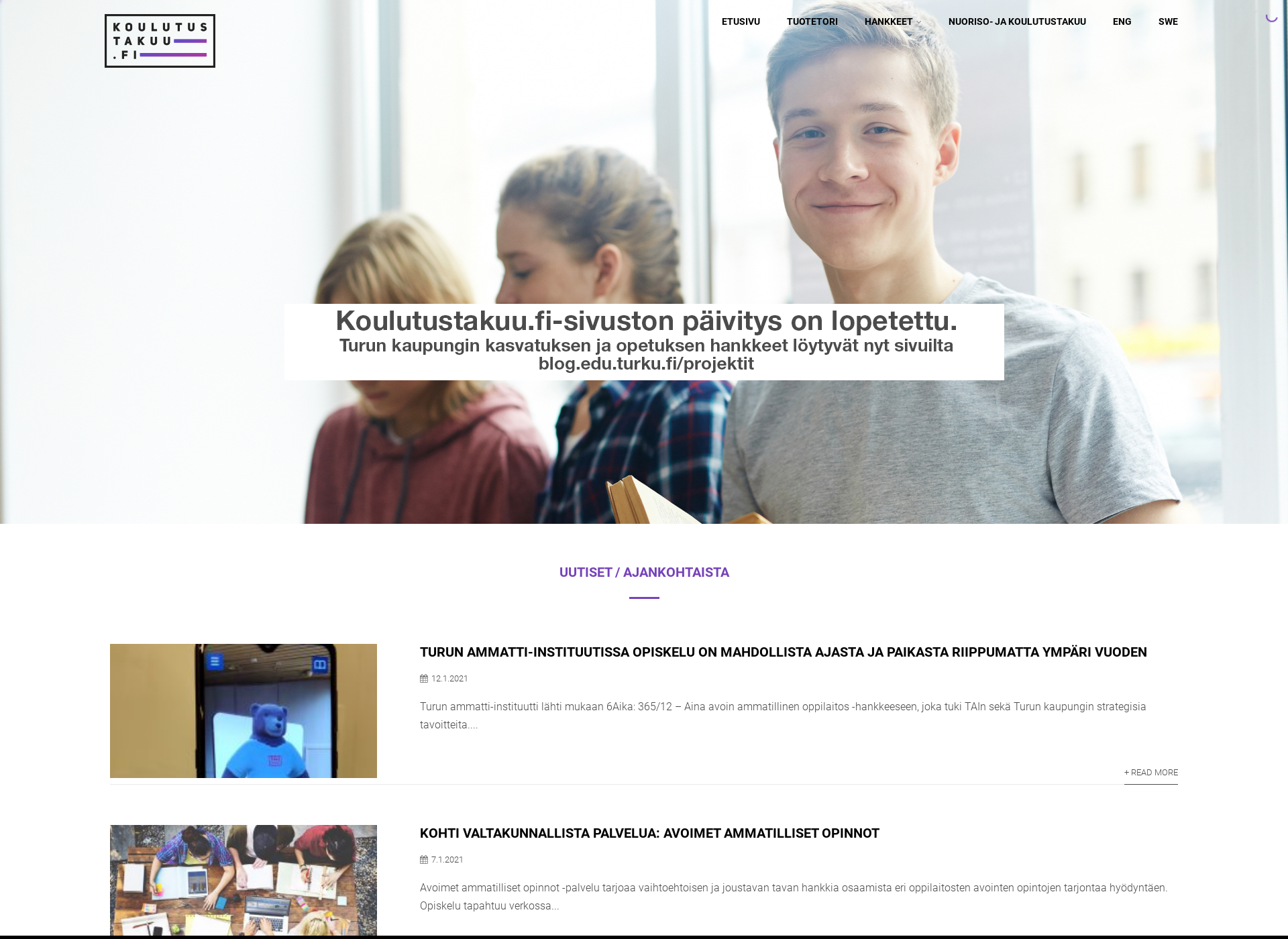 Screenshot for koulutustakuu.fi