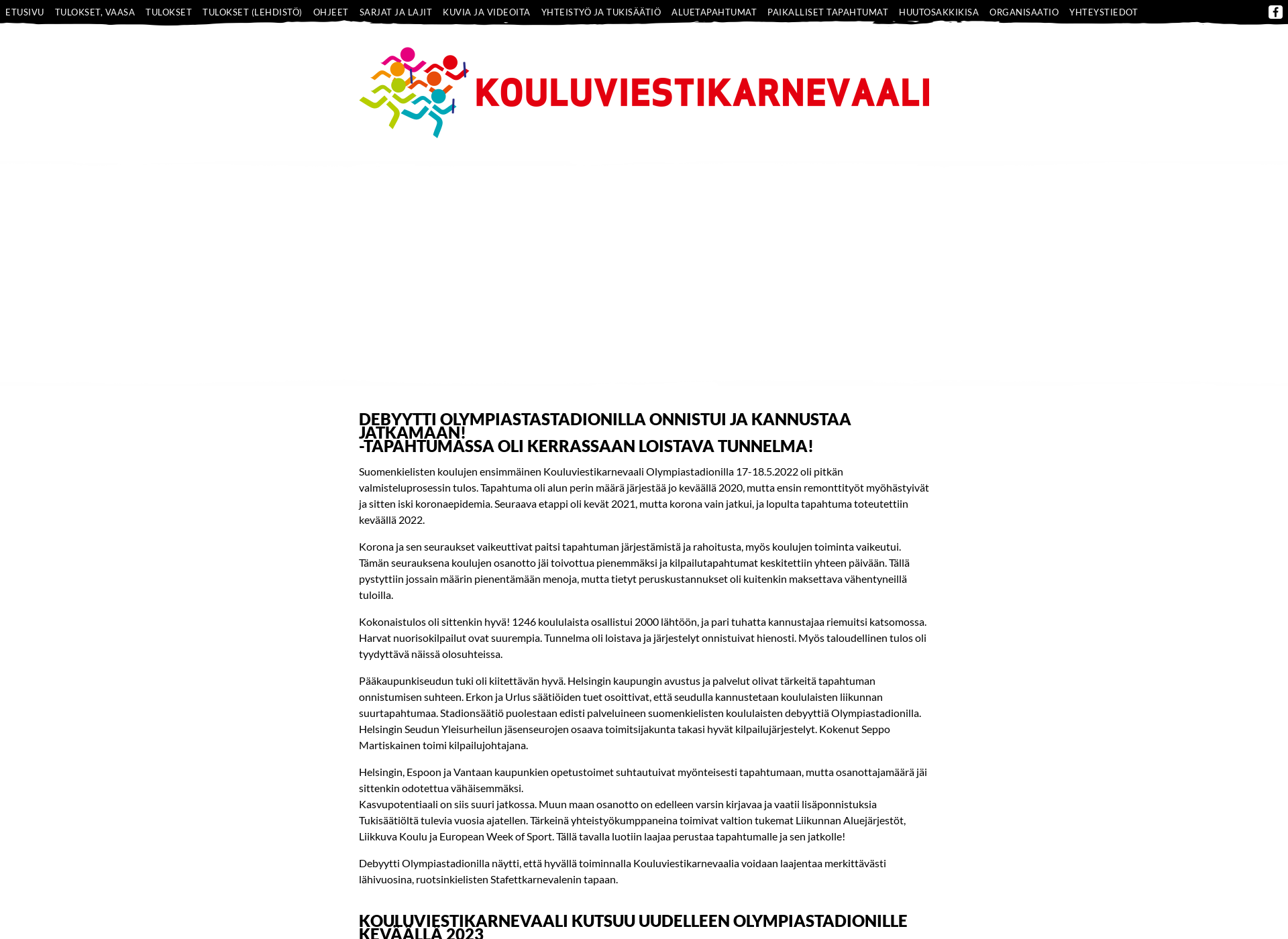 Skärmdump för kouluviestikarnevaali.fi