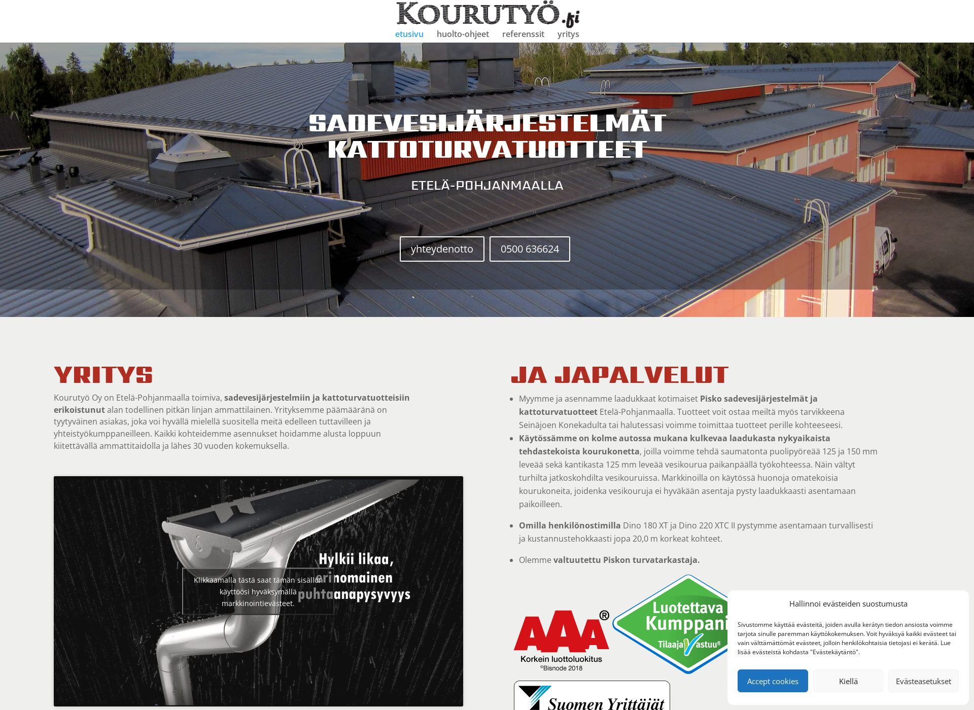 Skärmdump för kourutyo.fi